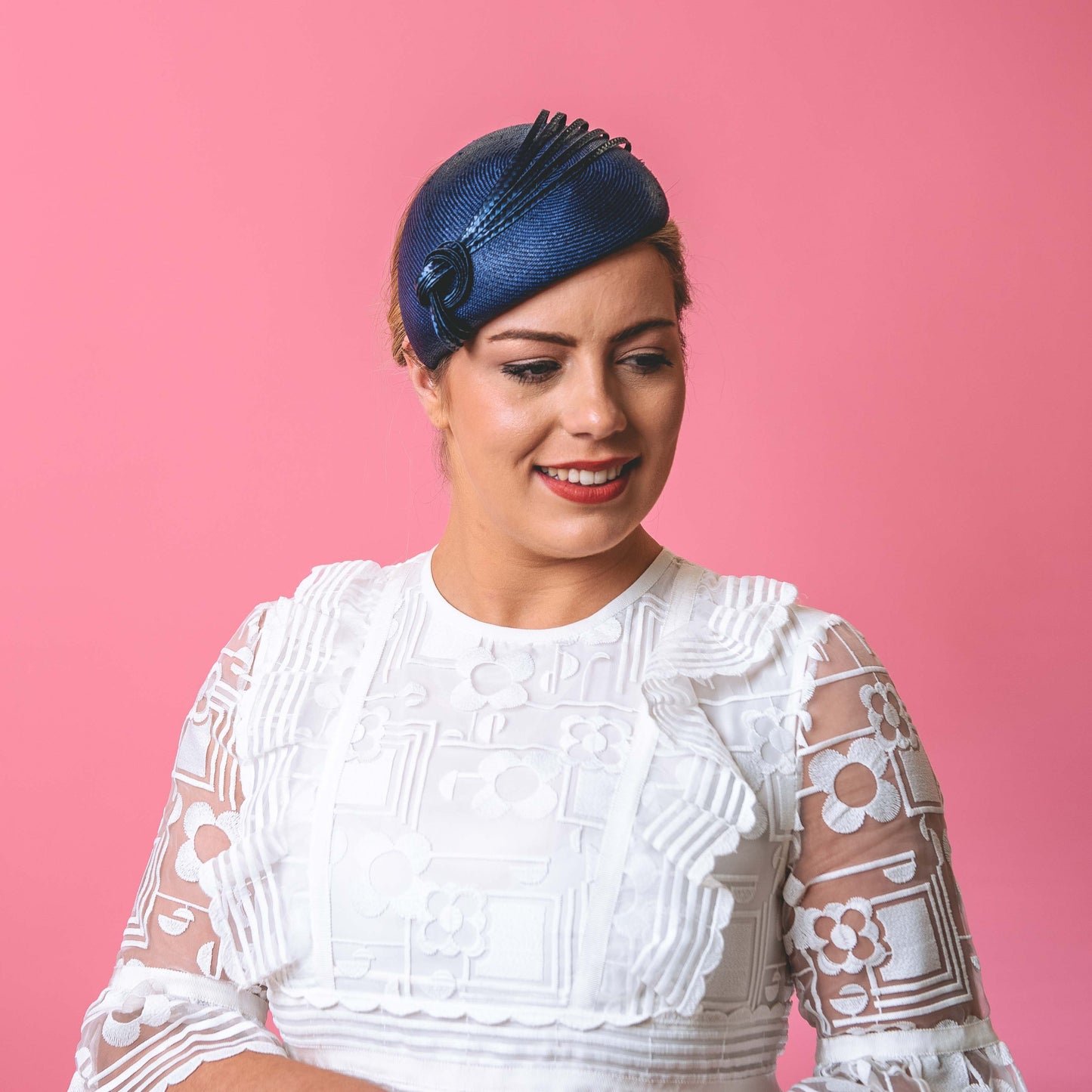Gayle Beret with knotted trim in Navy