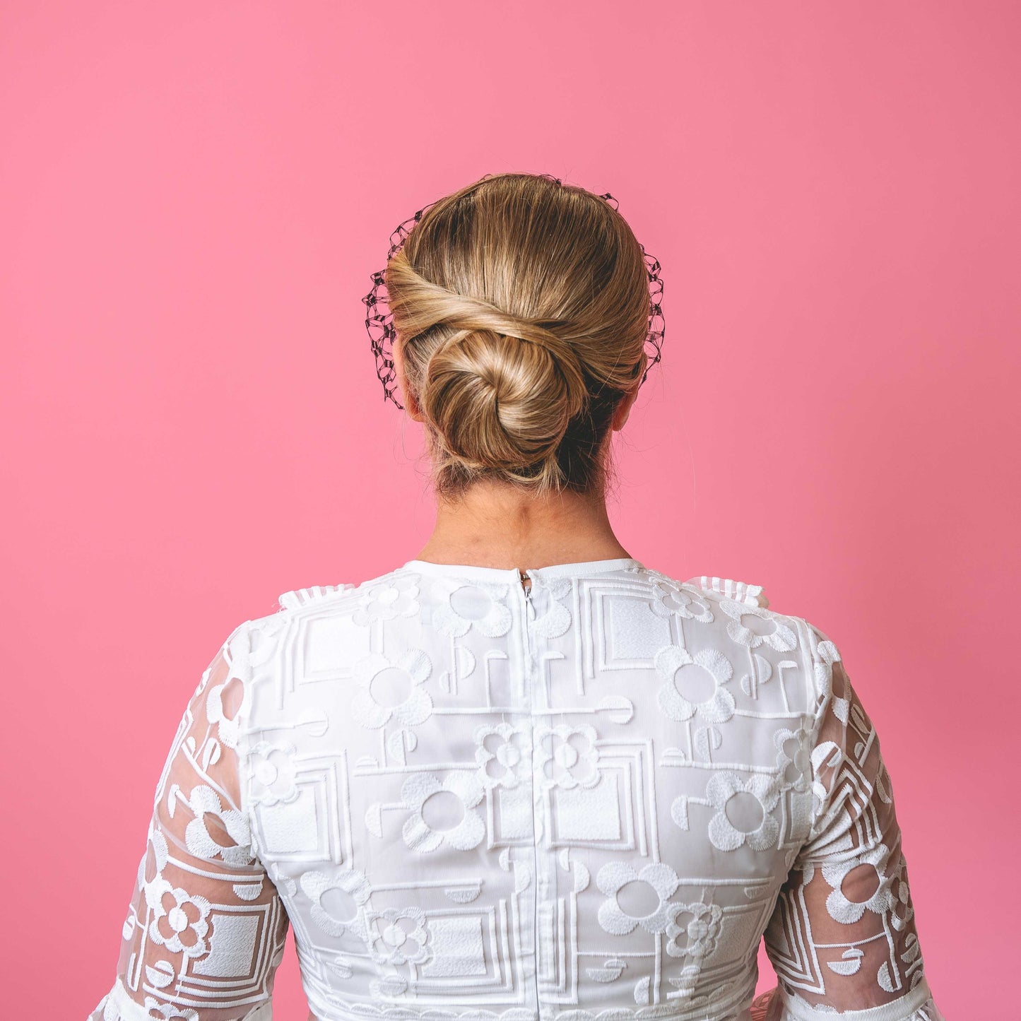 Gertie birdcage veil on headband