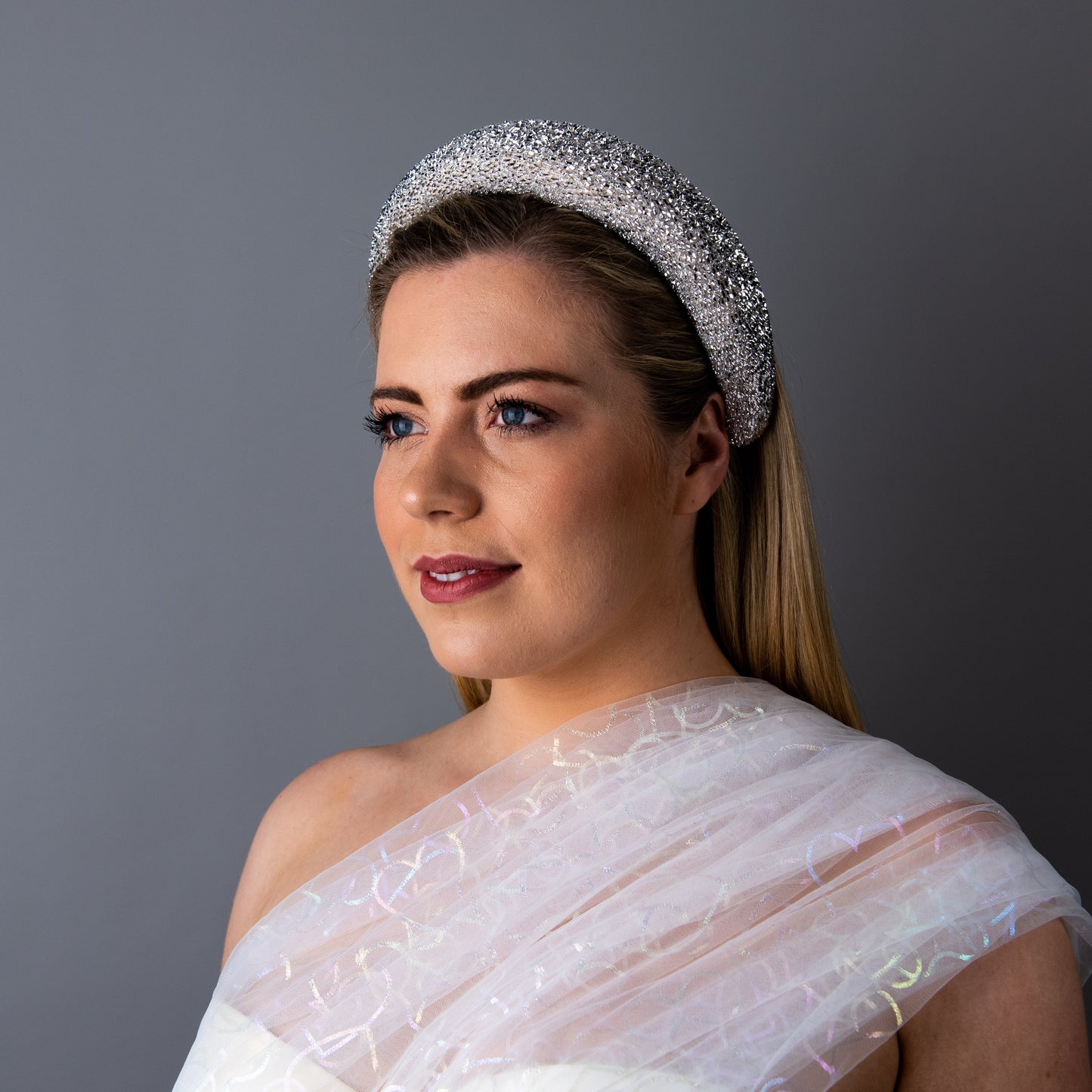 Crazy in love metallic Silver Wedding crown Headband