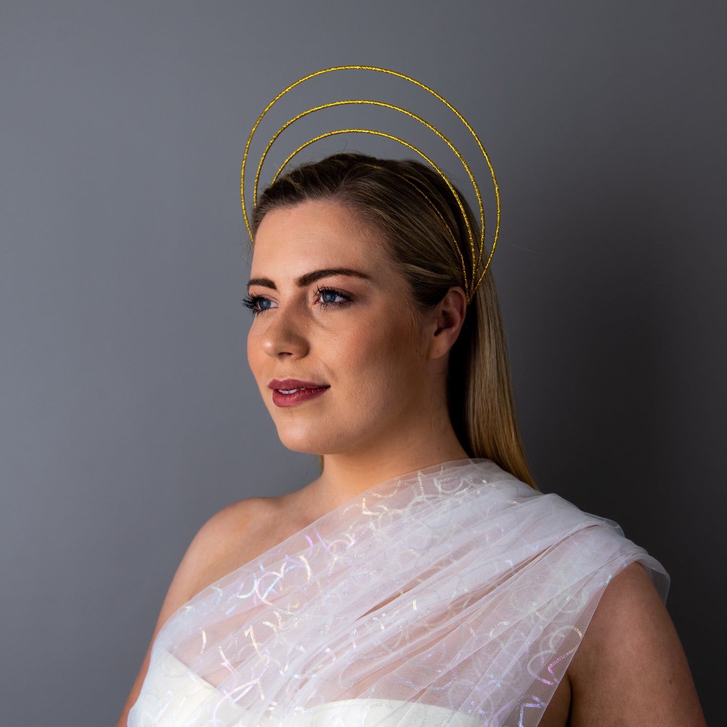 Timeless Love metallic gold halo crown headband