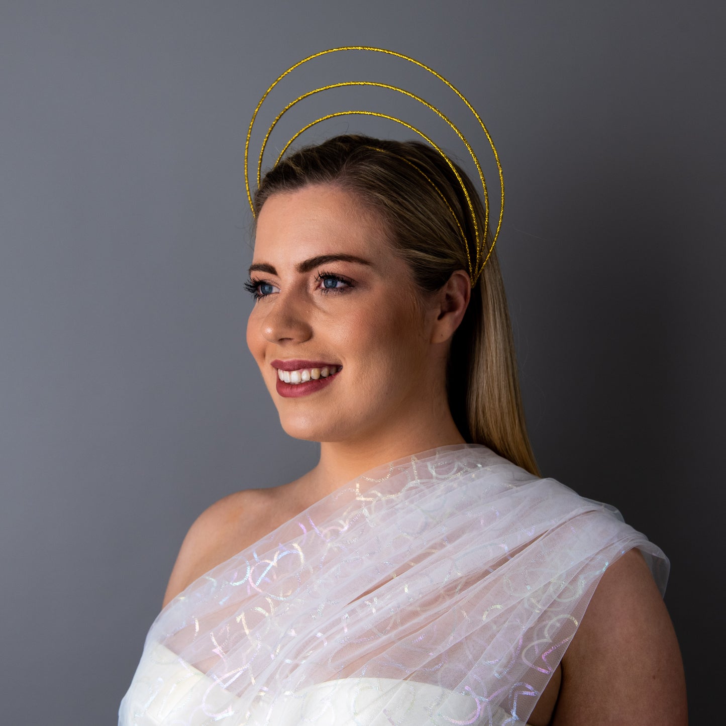 Timeless Love metallic gold halo crown headband
