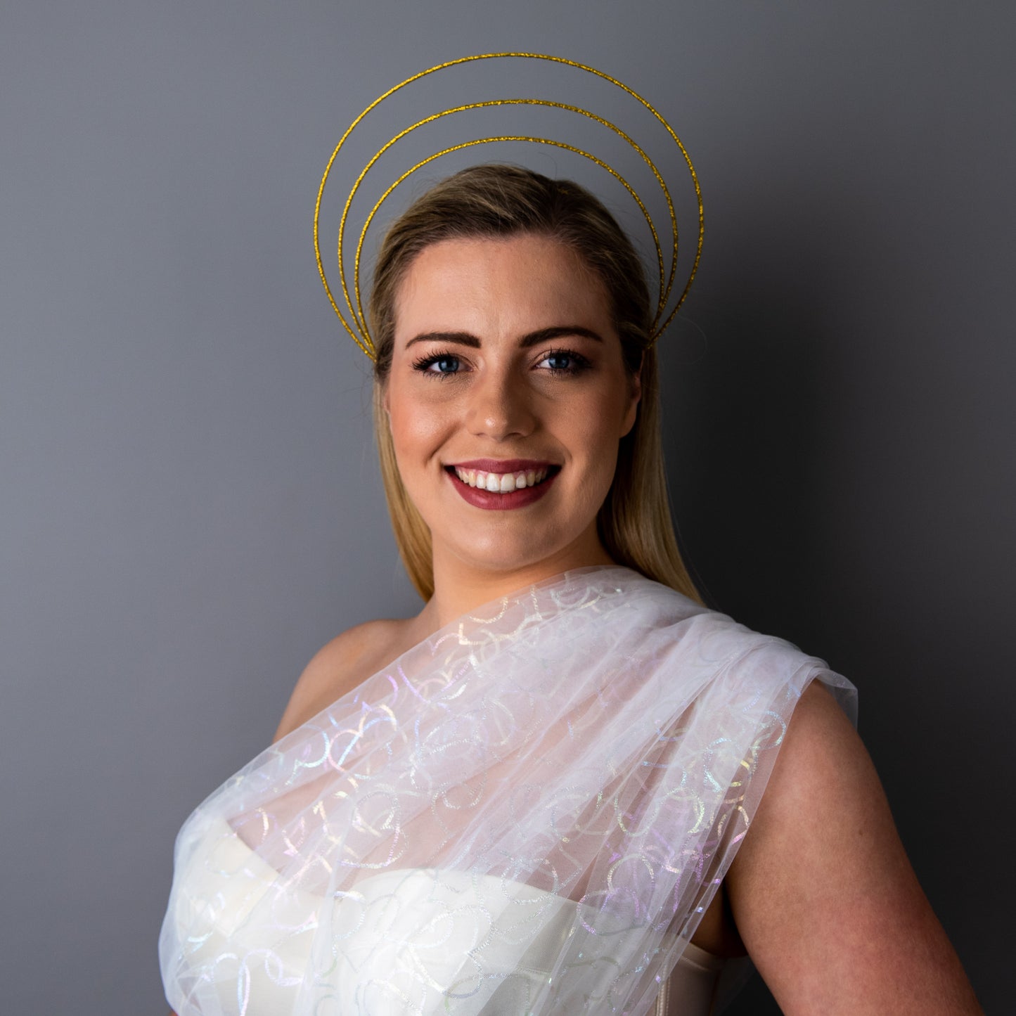 Timeless Love metallic gold halo crown headband