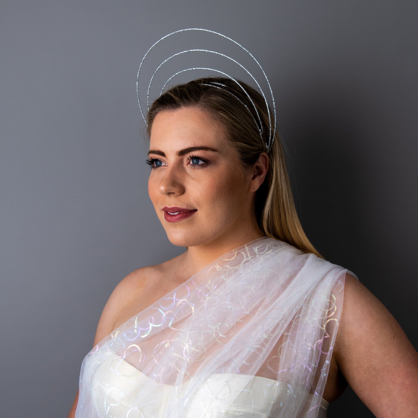 Timeless Love metallic silver halo crown headband
