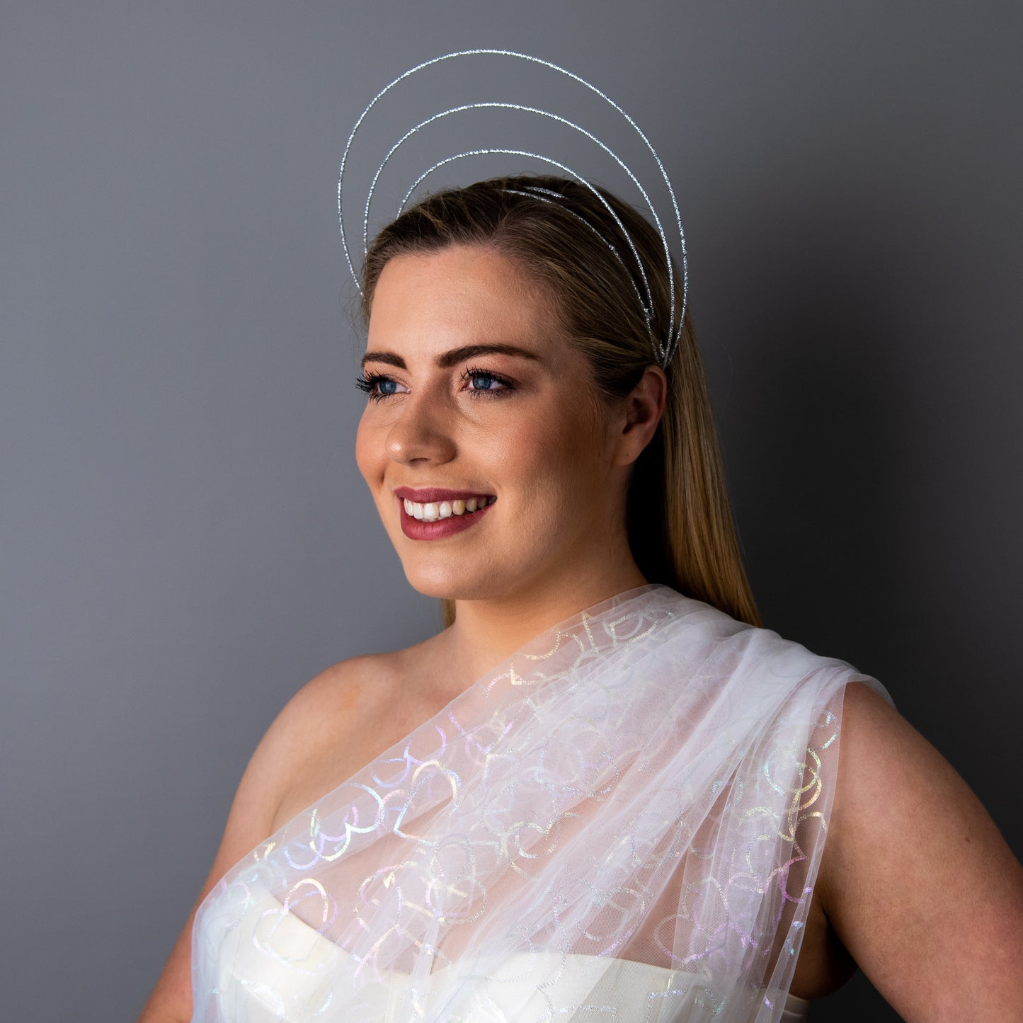 Timeless Love metallic silver halo crown headband