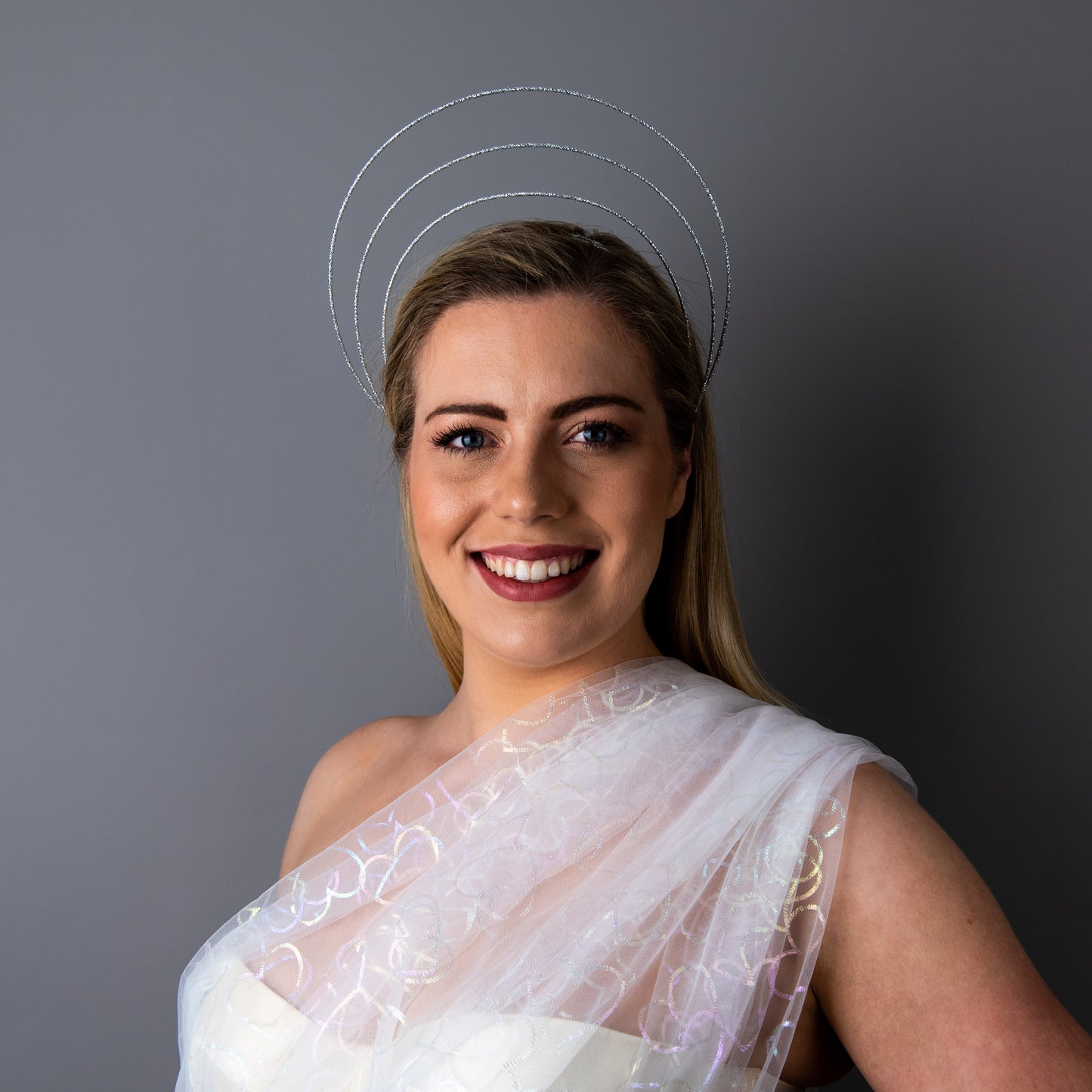 Timeless Love metallic silver halo crown headband