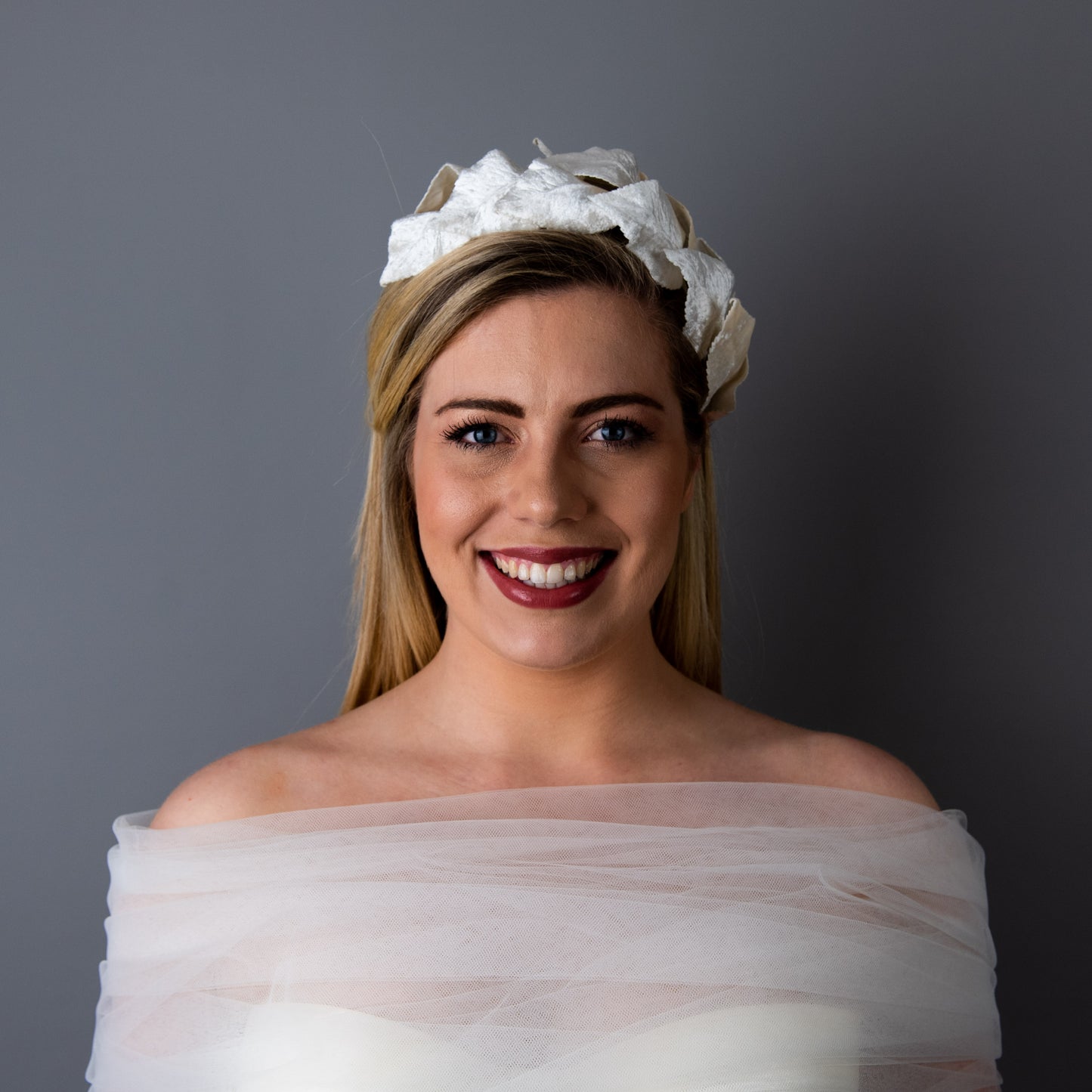 Everlasting Love Velour Oak leaf Bridal Headpiece