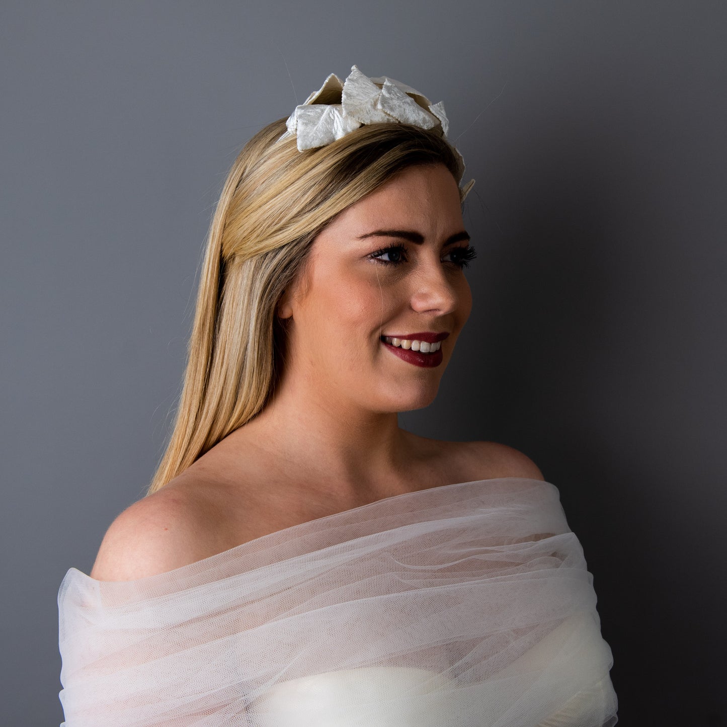 Everlasting Love Velour Oak leaf Bridal Headpiece