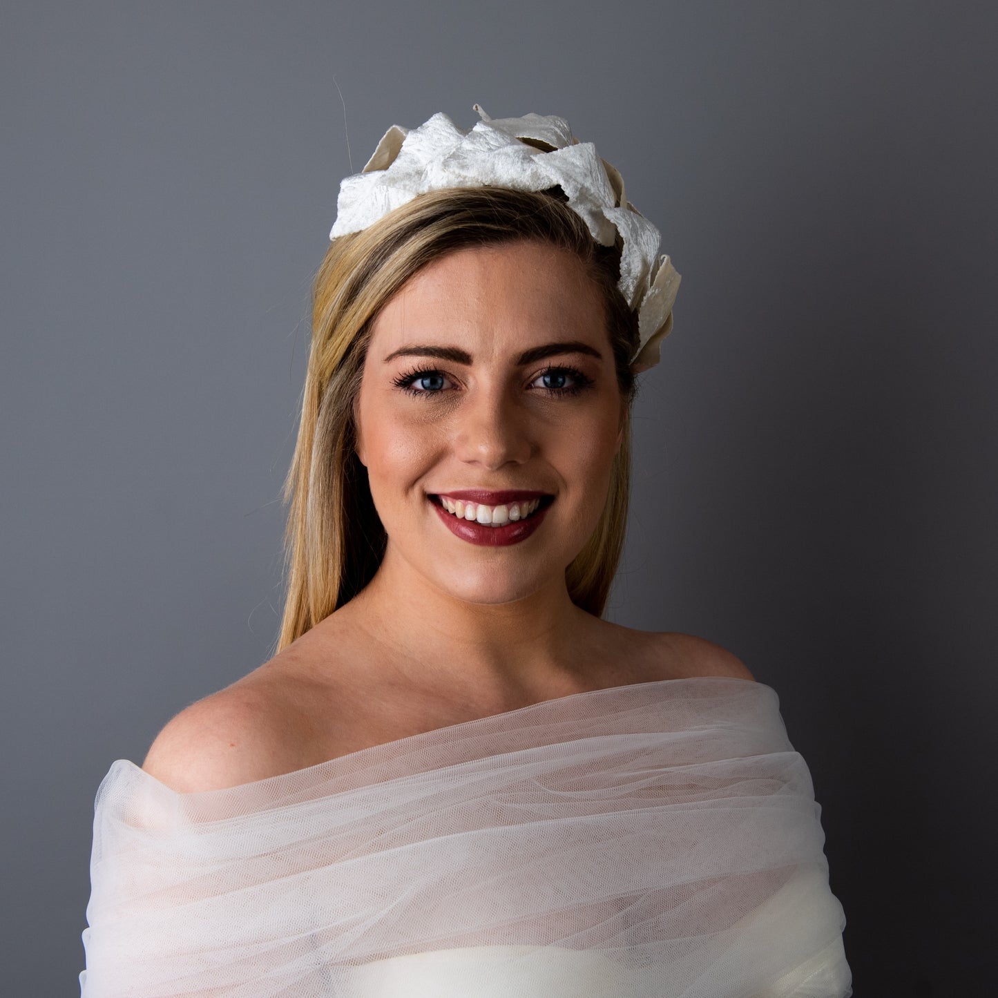 Everlasting Love Velour Oak leaf Bridal Headpiece