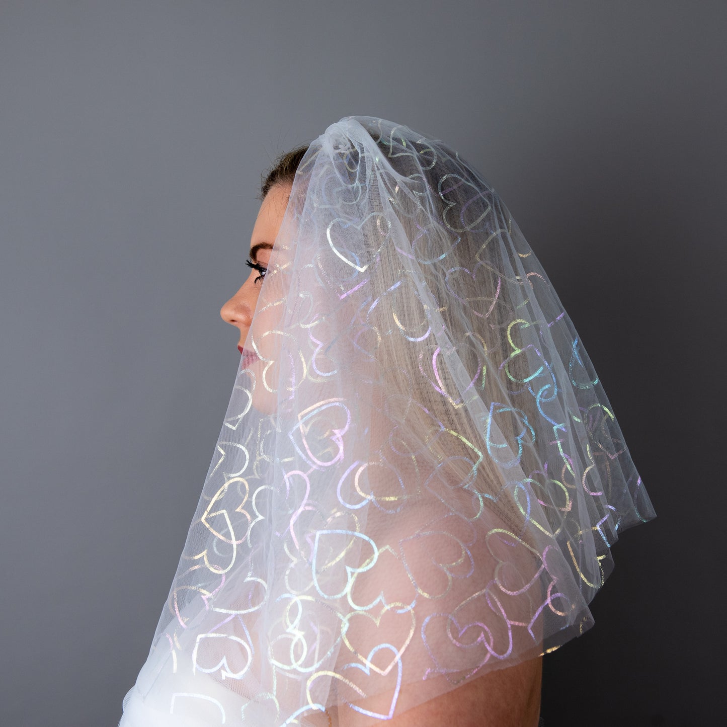 Love Is in the Air wedding veil with heart motif
