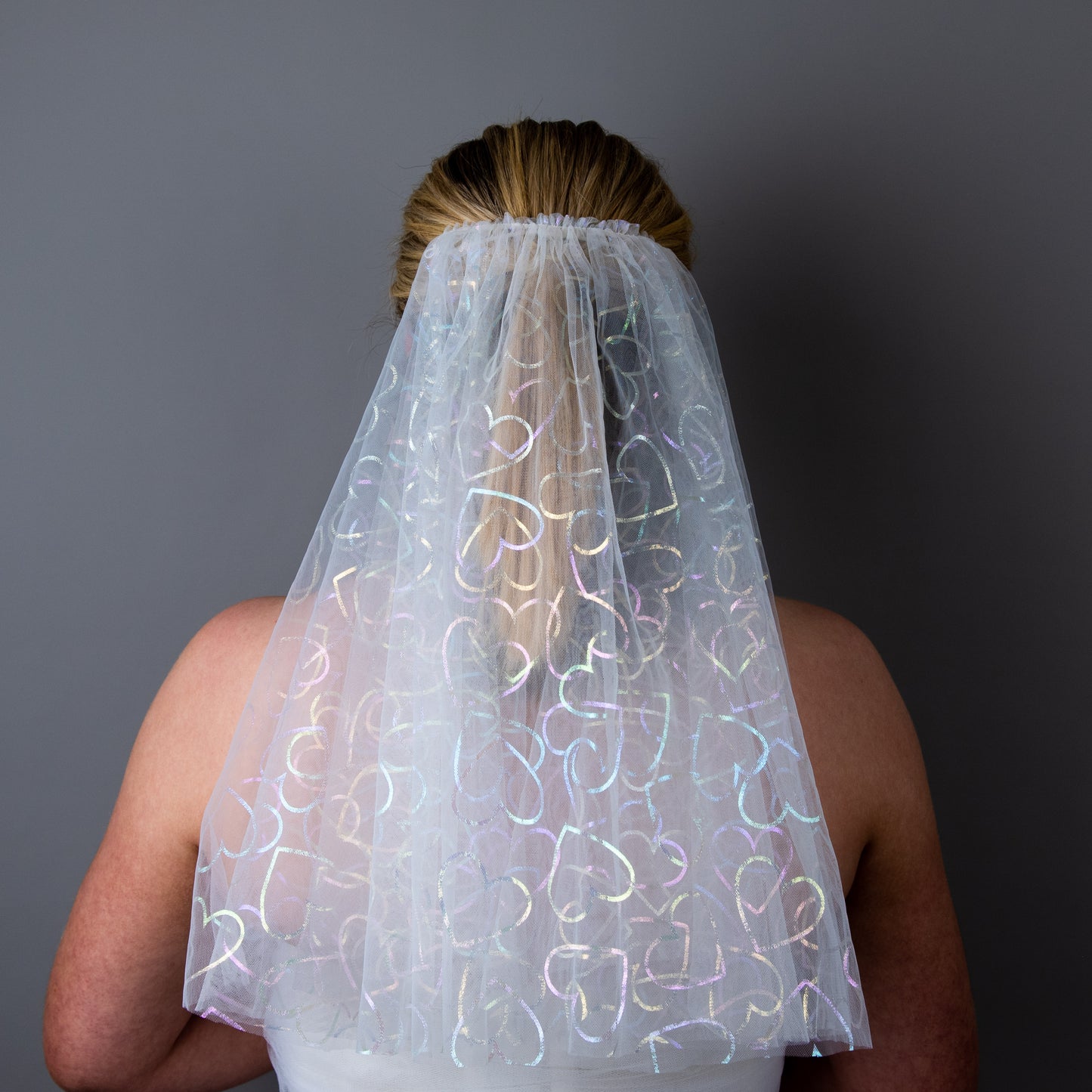 Love Is in the Air wedding veil with heart motif