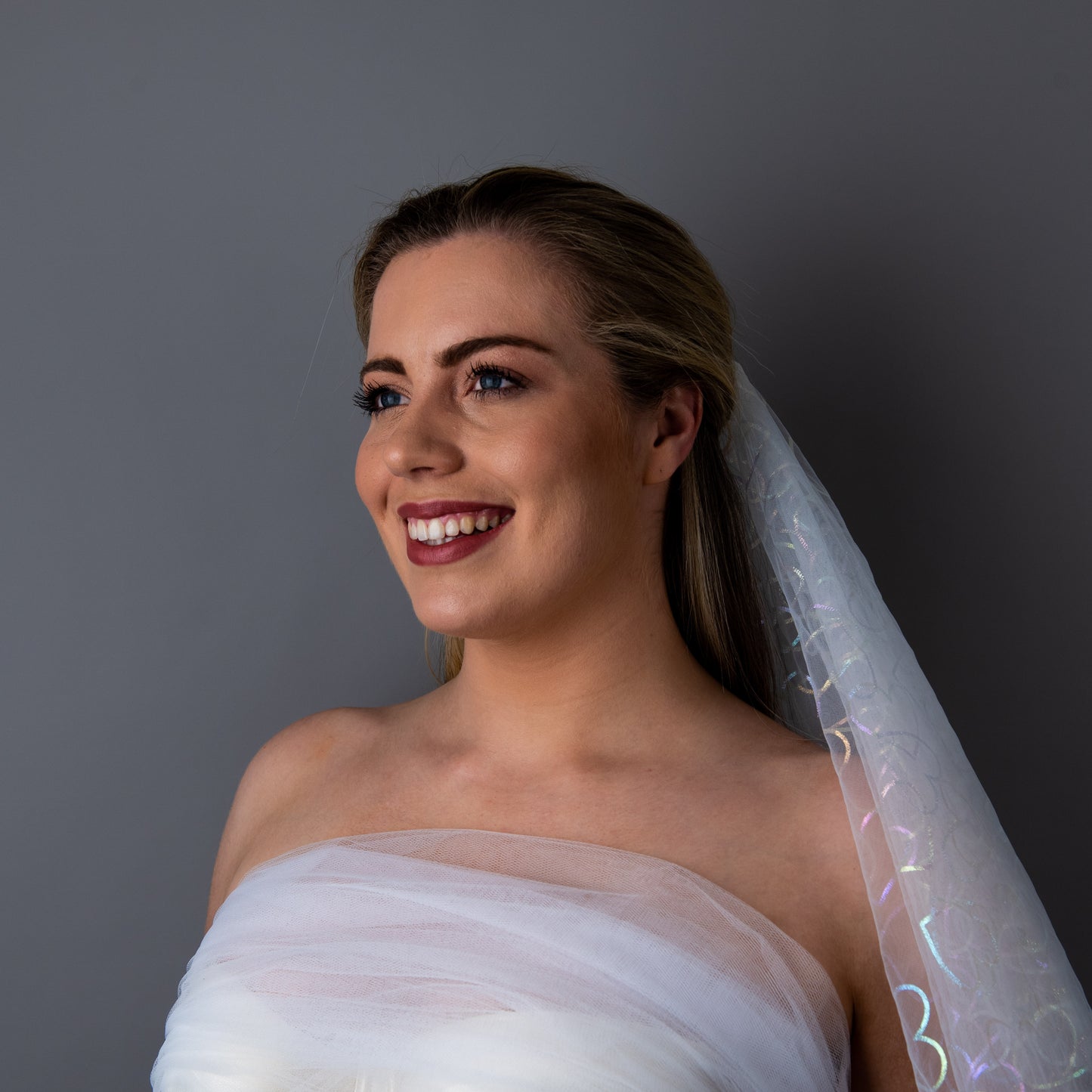 Love Is in the Air wedding veil with heart motif