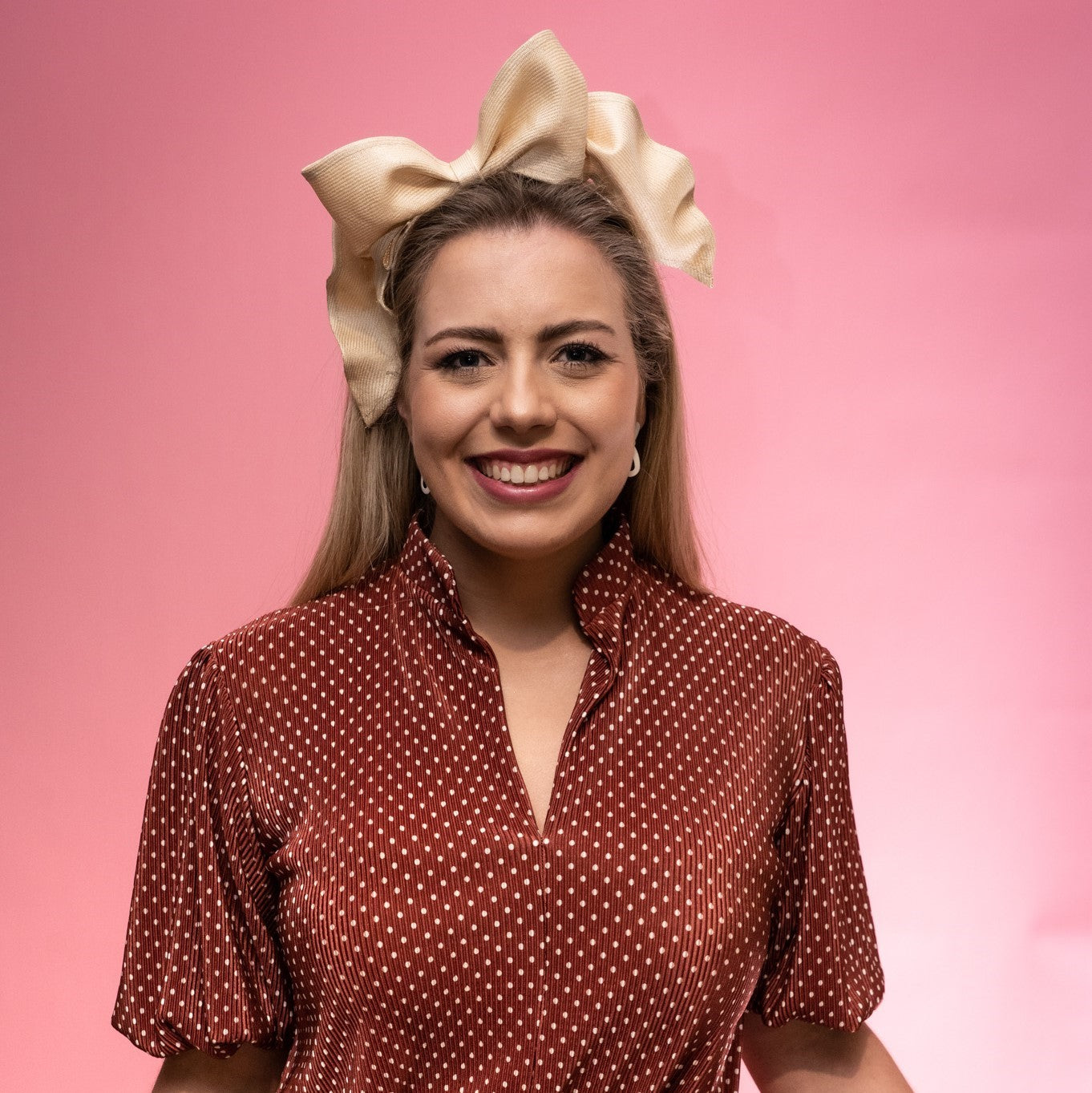 Laceby Bow Headband in Cream Straw