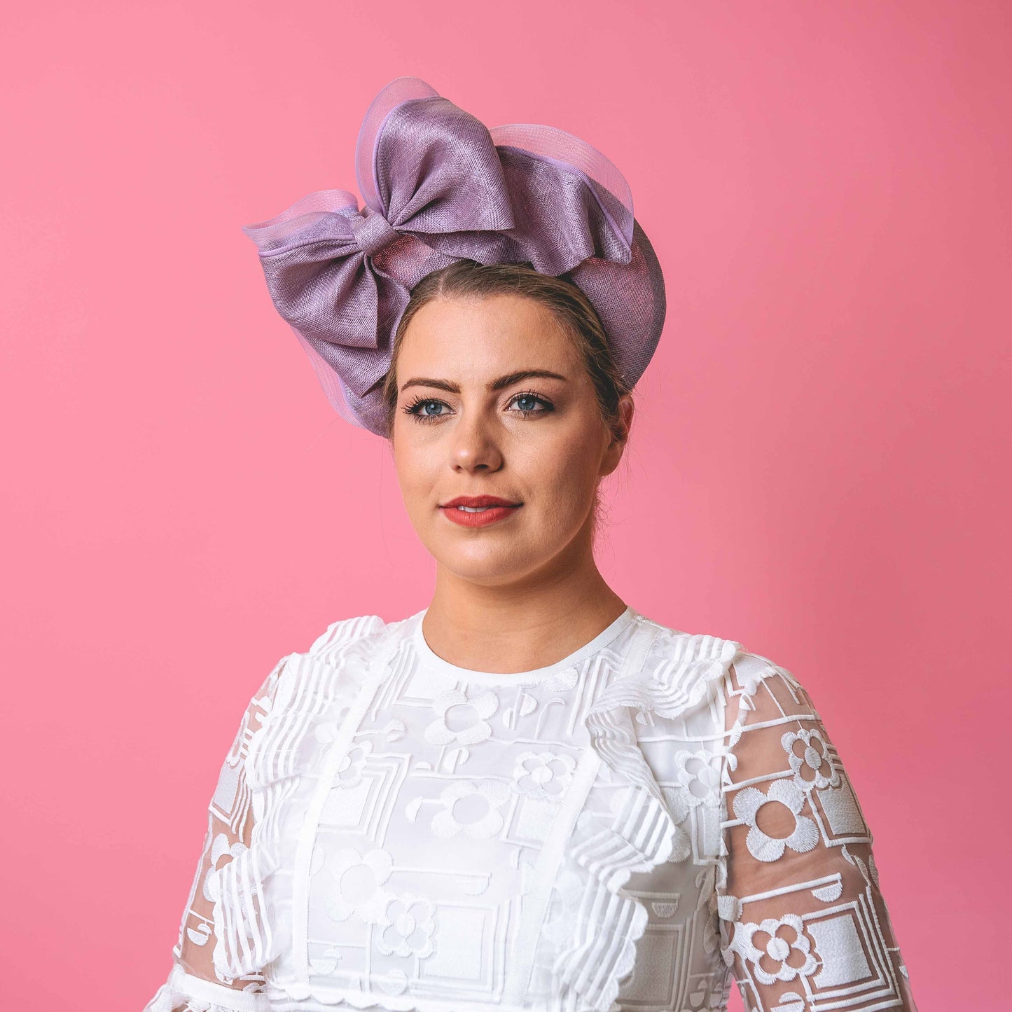Rae Halo in mauve purple with draped bow