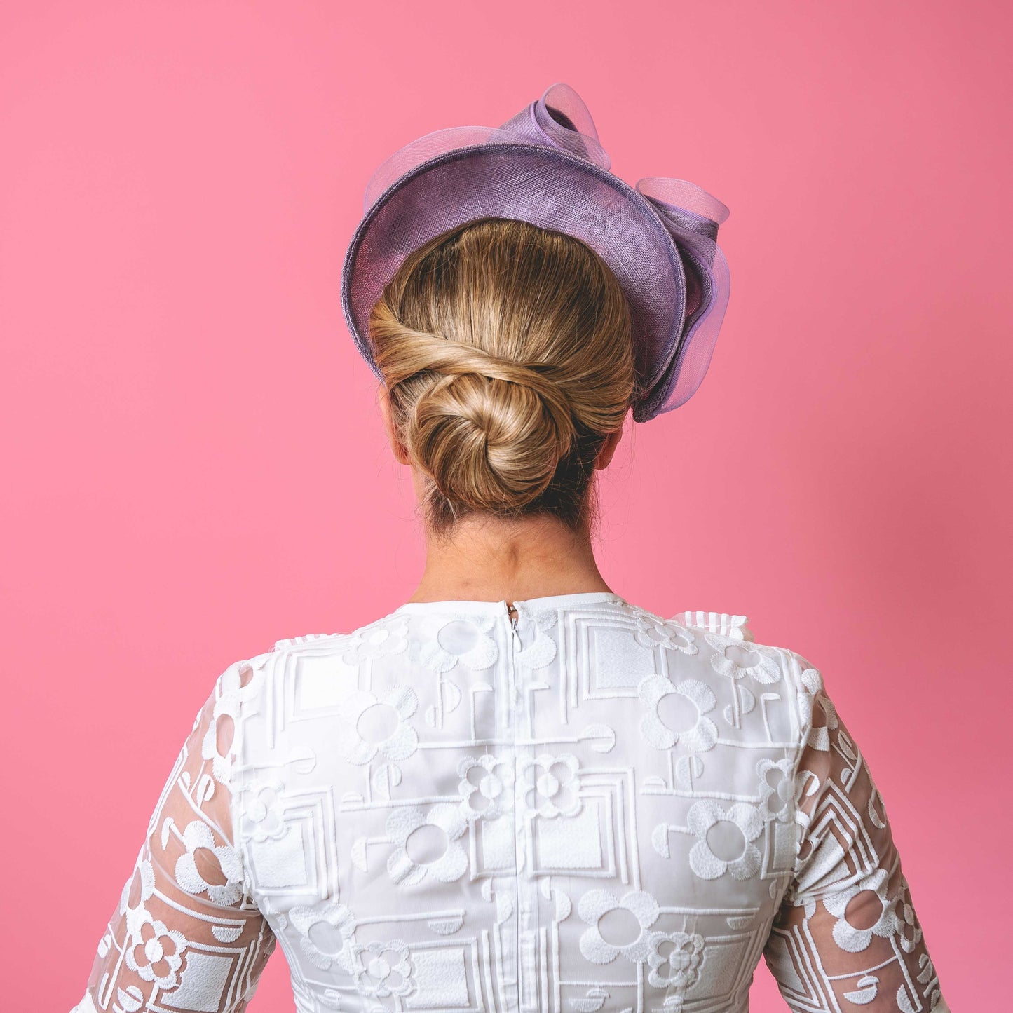 Rae Halo in mauve purple with draped bow