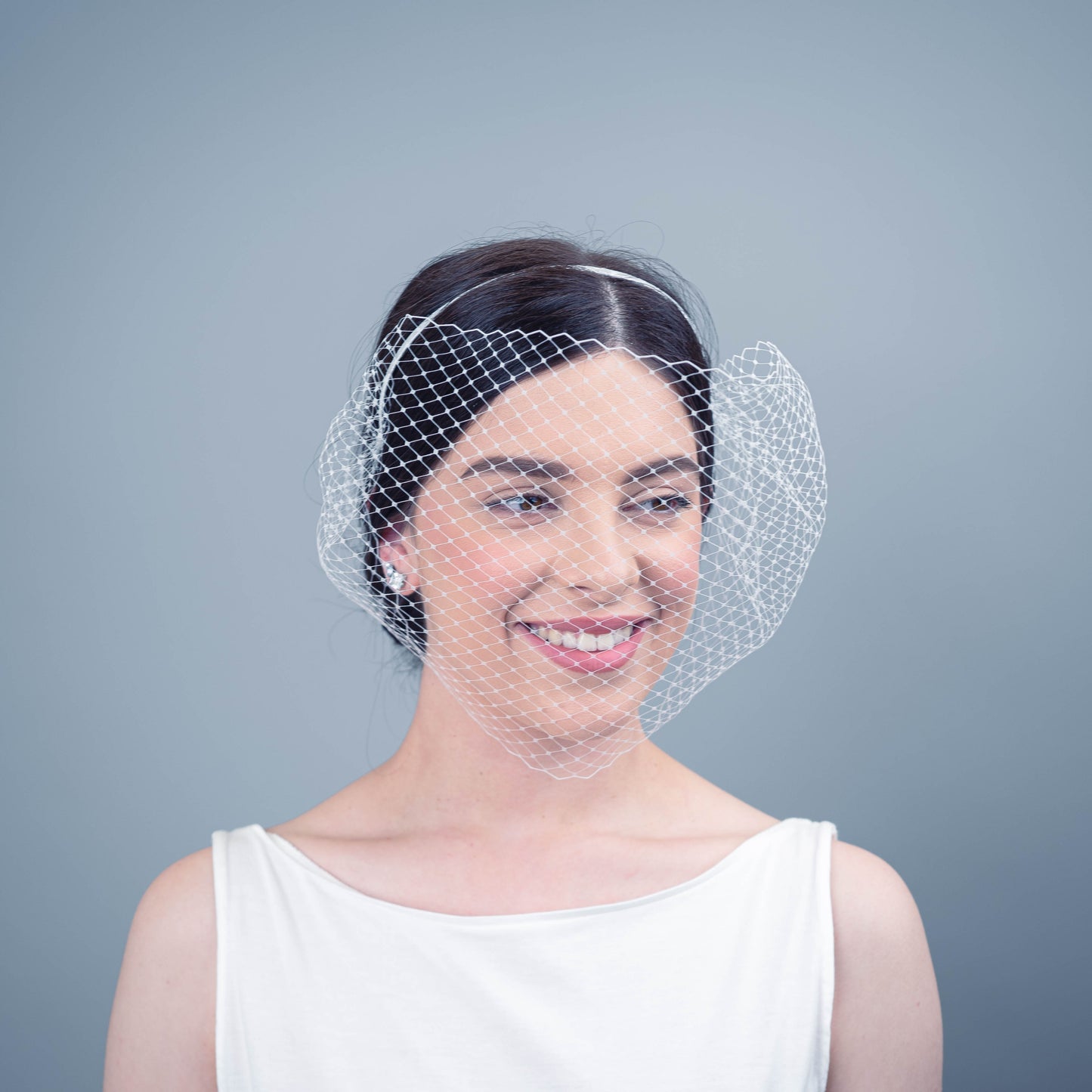 Valerie face veil headpiece in white