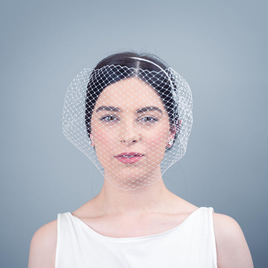 Valerie face veil headpiece in white