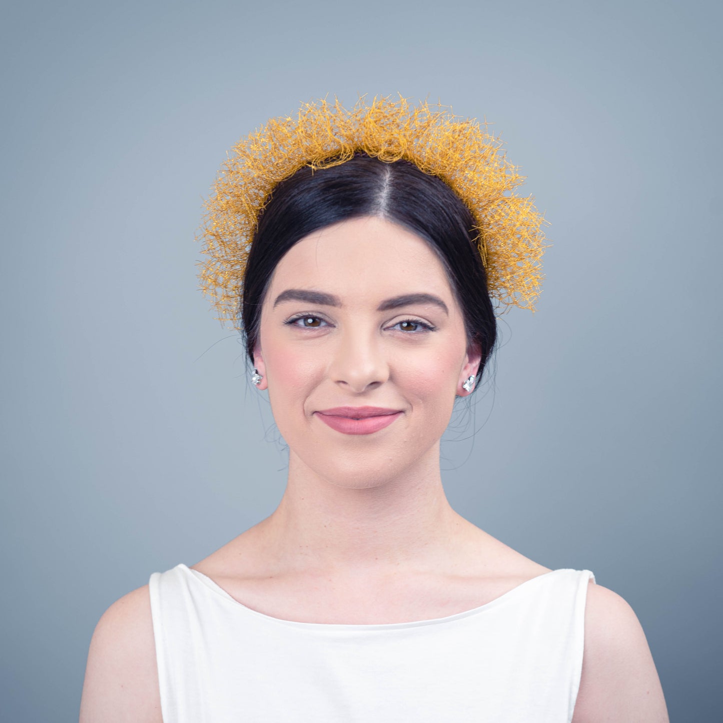 You Are the Best Thing Ruffle Veil Headpiece in Gold