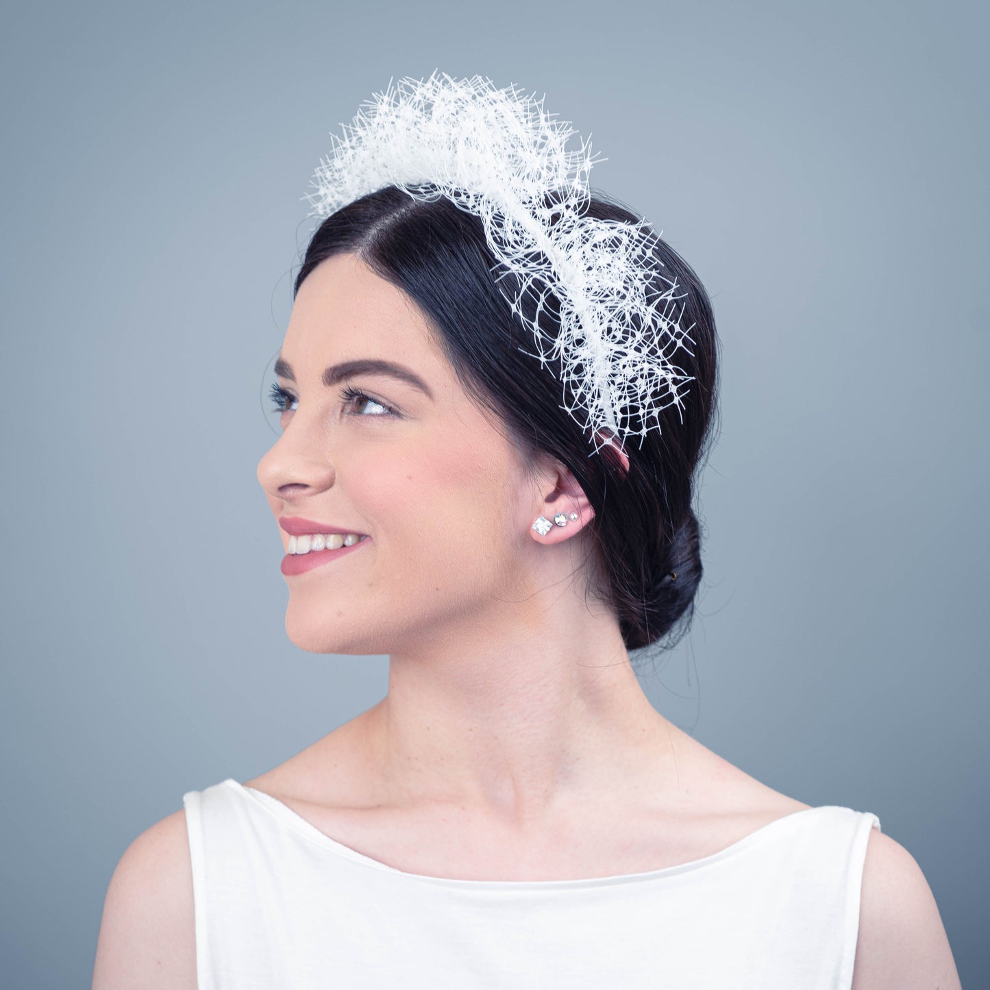 You Are the Best Thing Ruffle Veil Headpiece in Ivory