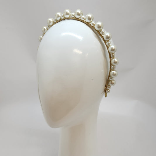 Kitty Pearl Headband with gold trim