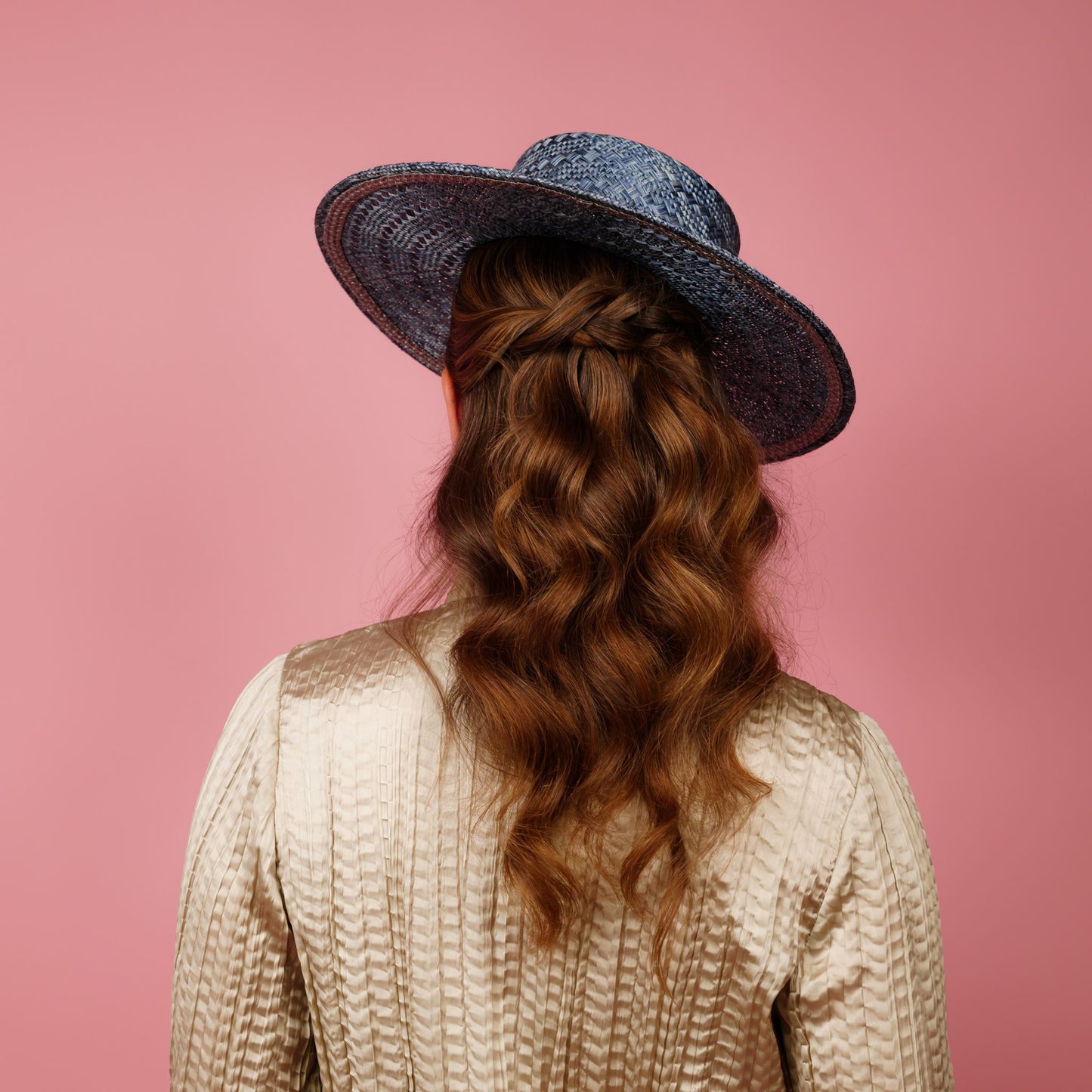 Alexandra Straw Boater in Blue