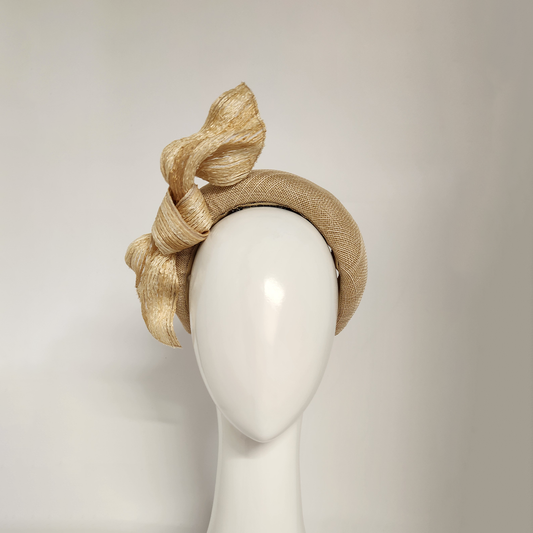 Ash Headband in Cream Straw with Braid Knot Spring Racewear Headpiece