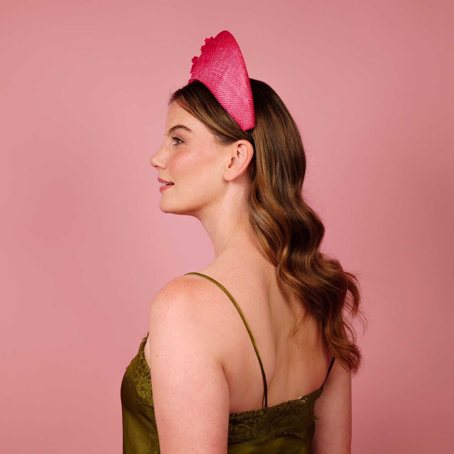Aurora Halo in pink with gradient floral trim