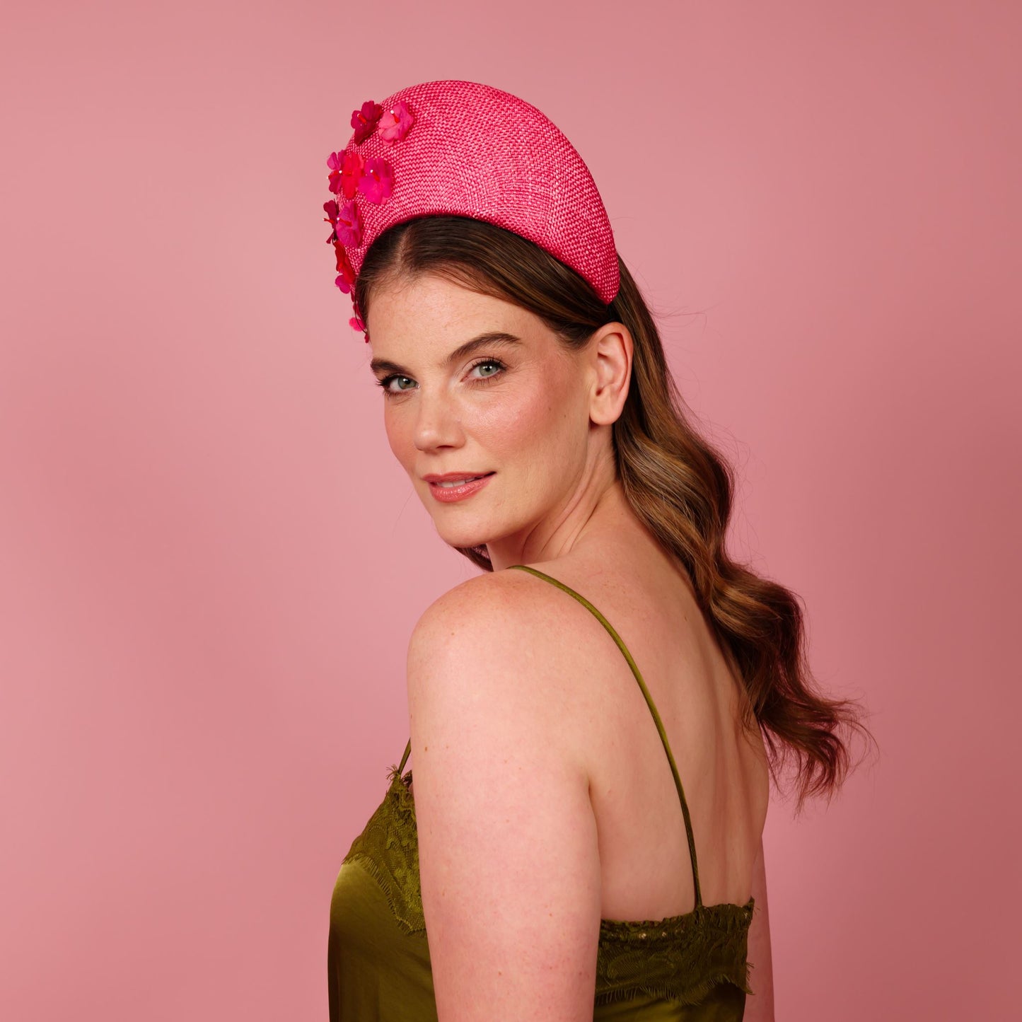 Aurora Halo in pink with gradient floral trim