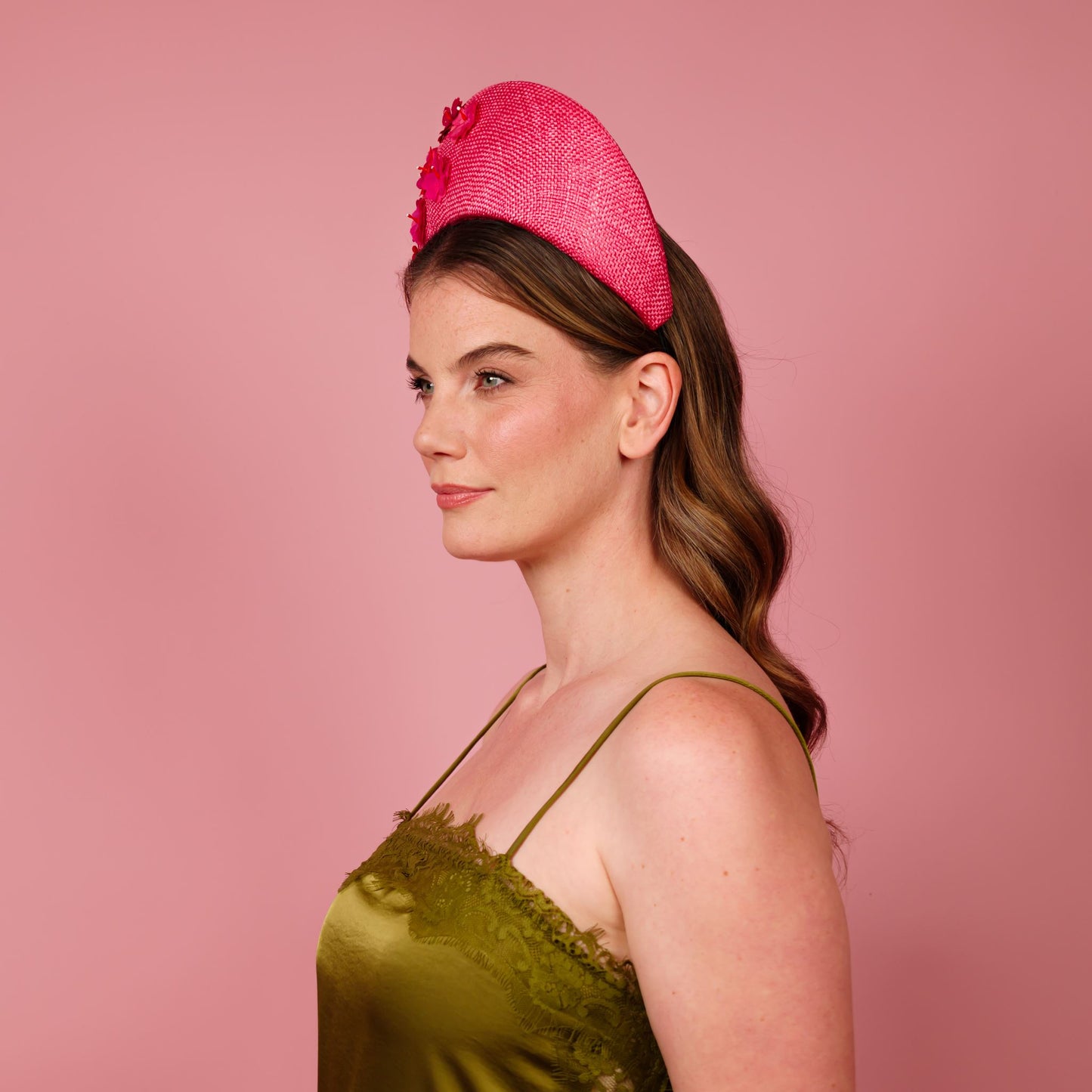 Aurora Halo in pink with gradient floral trim