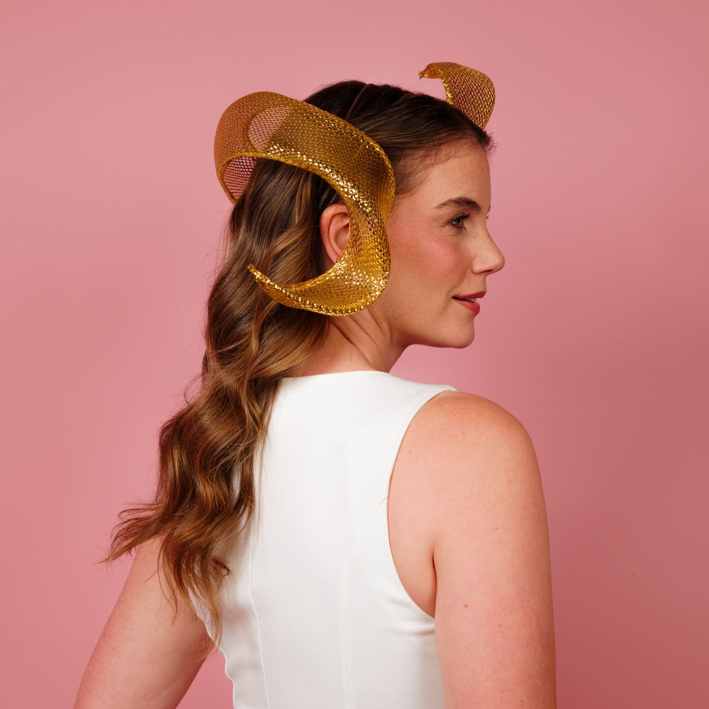 Awa headpiece in gold crinoline