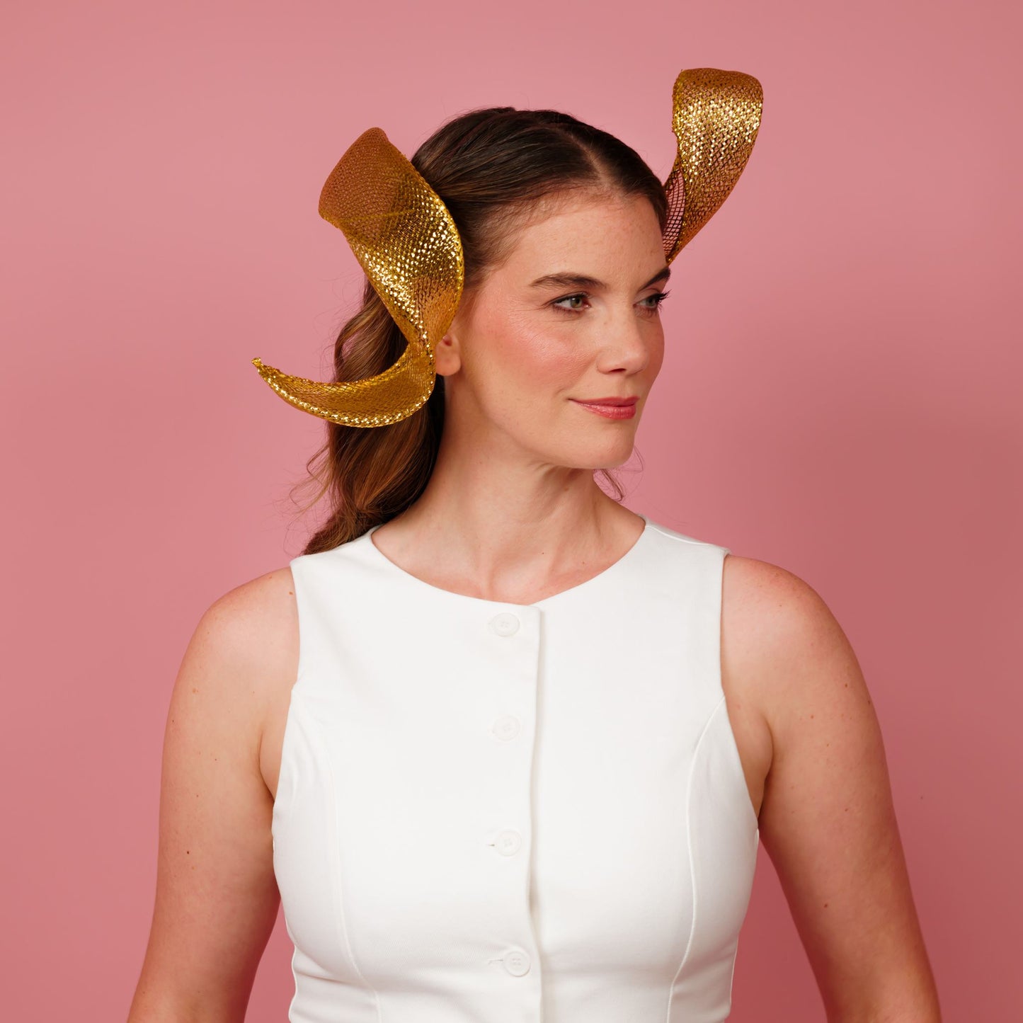 Awa headpiece in gold crinoline