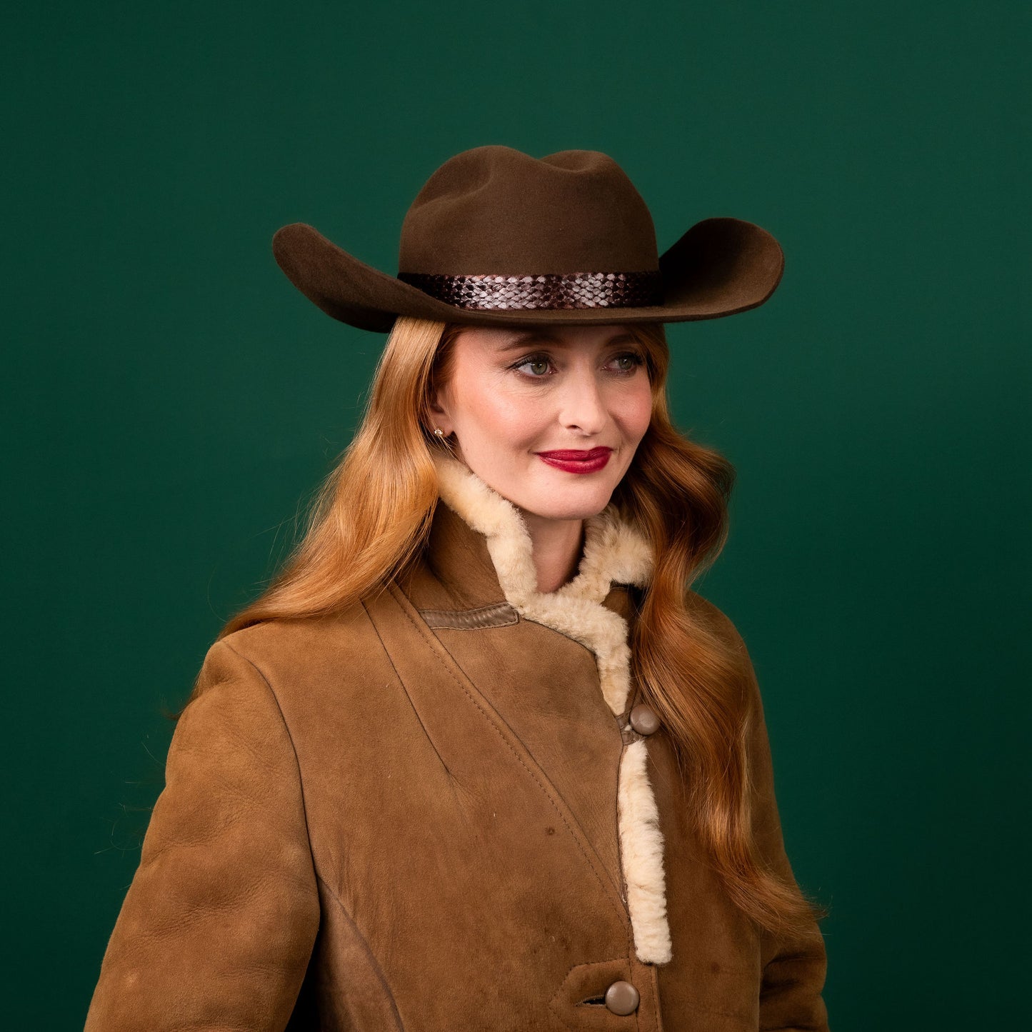 Buckland Brown Western Style Felt Hat with plait trim Winter Racewear Hat