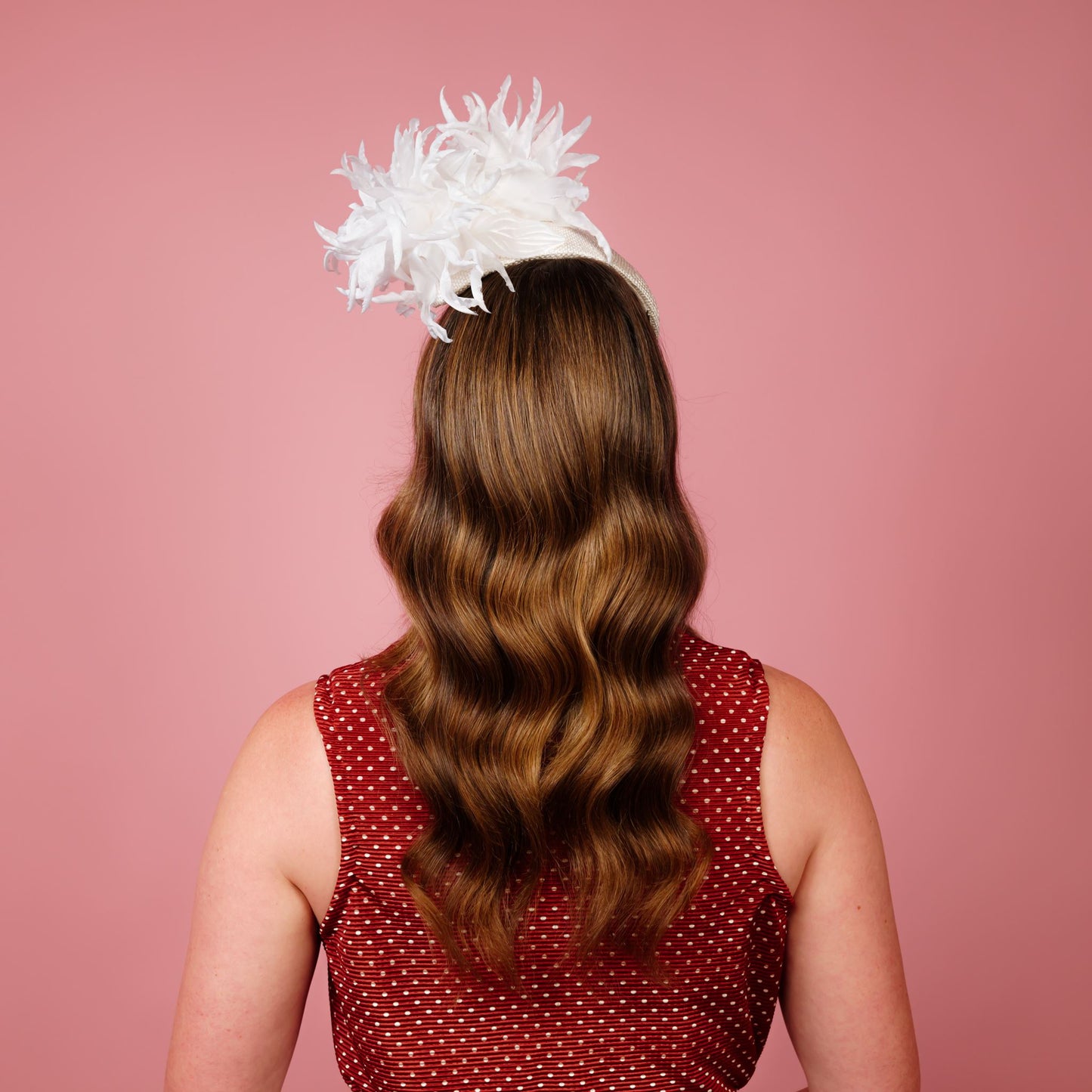 Delphie straw beret with silk flowers in white