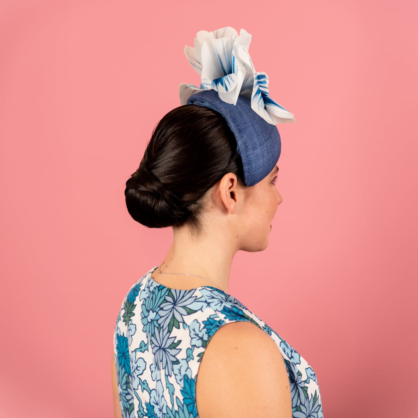 Eleanor Beret in Straw with Silk Poppies in Blue