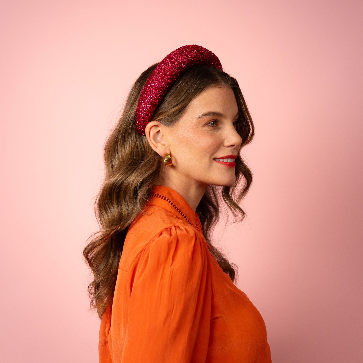 Eve Magenta Pink Metallic Headband Spring Racing Headpiece