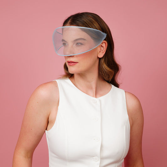 Faye crinoline face veil in pale blue