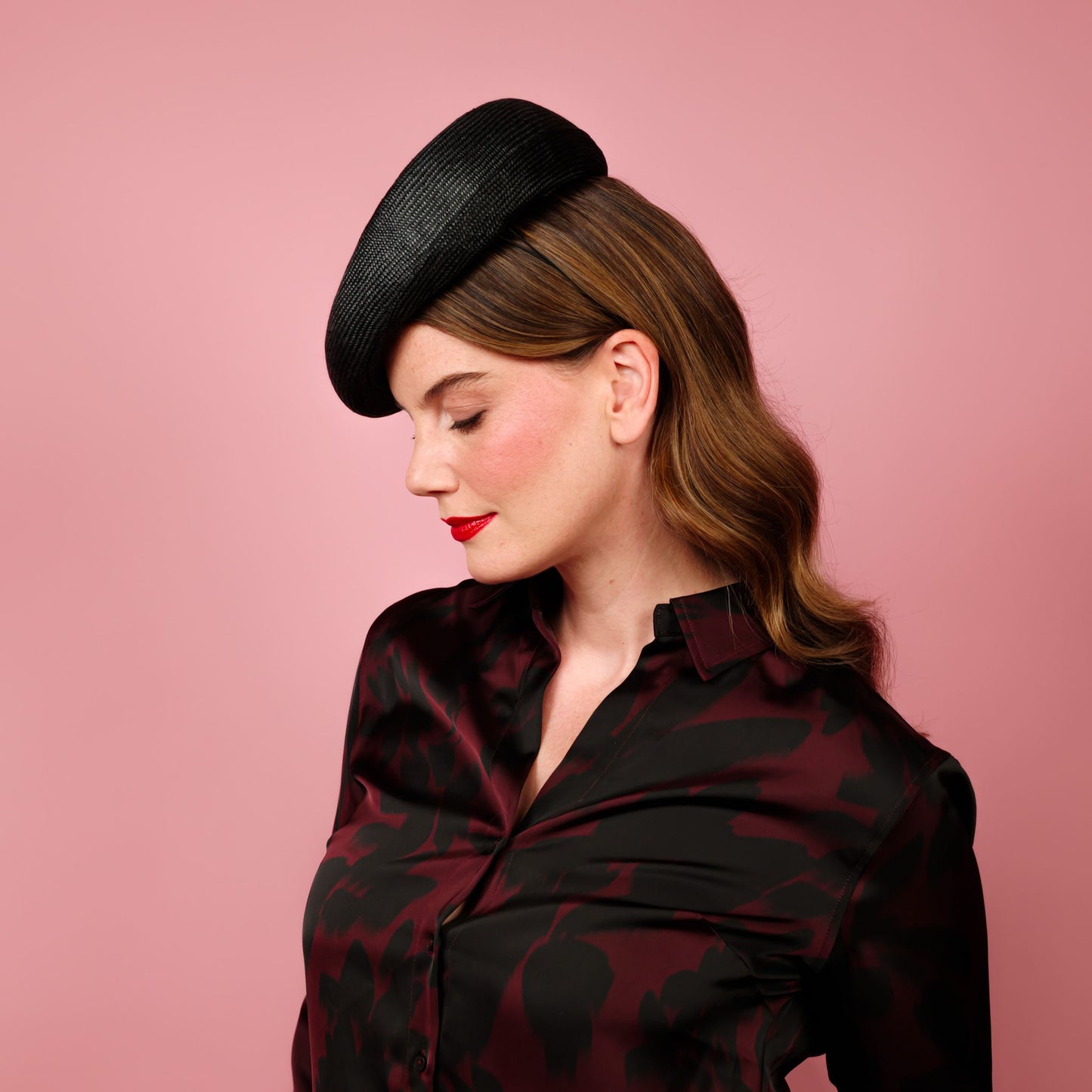 Francesca shaped beret in black straw