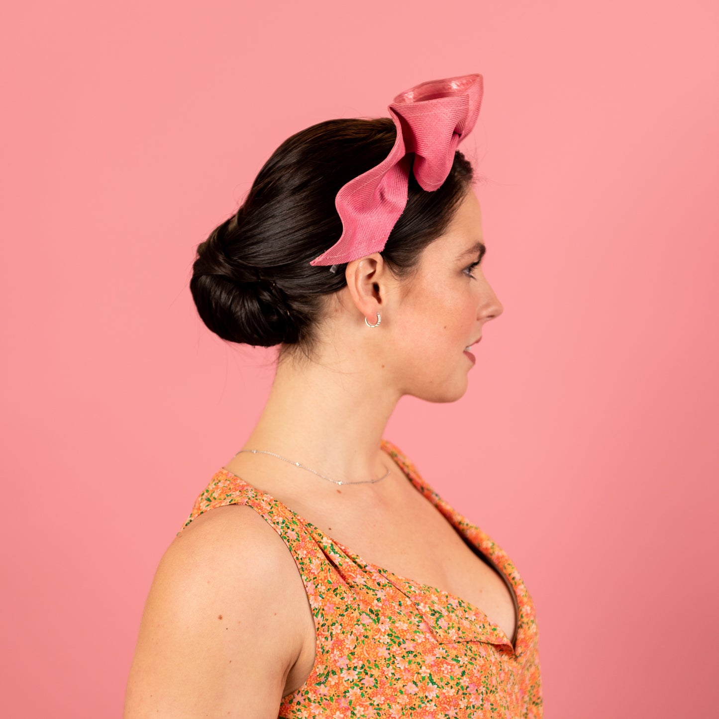 Laceby Bow Headband in Pink Straw