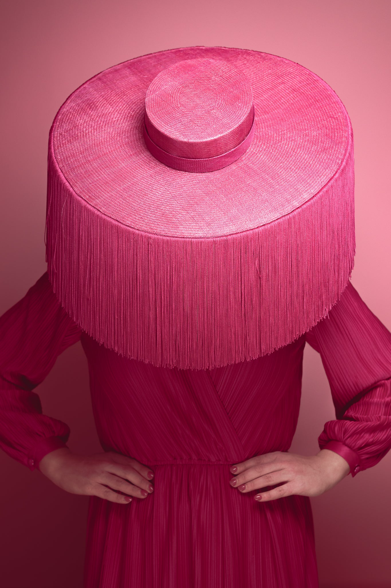 Pink Statement Boater with tassel trim for Lillian Frank AM MBE Millinery Award