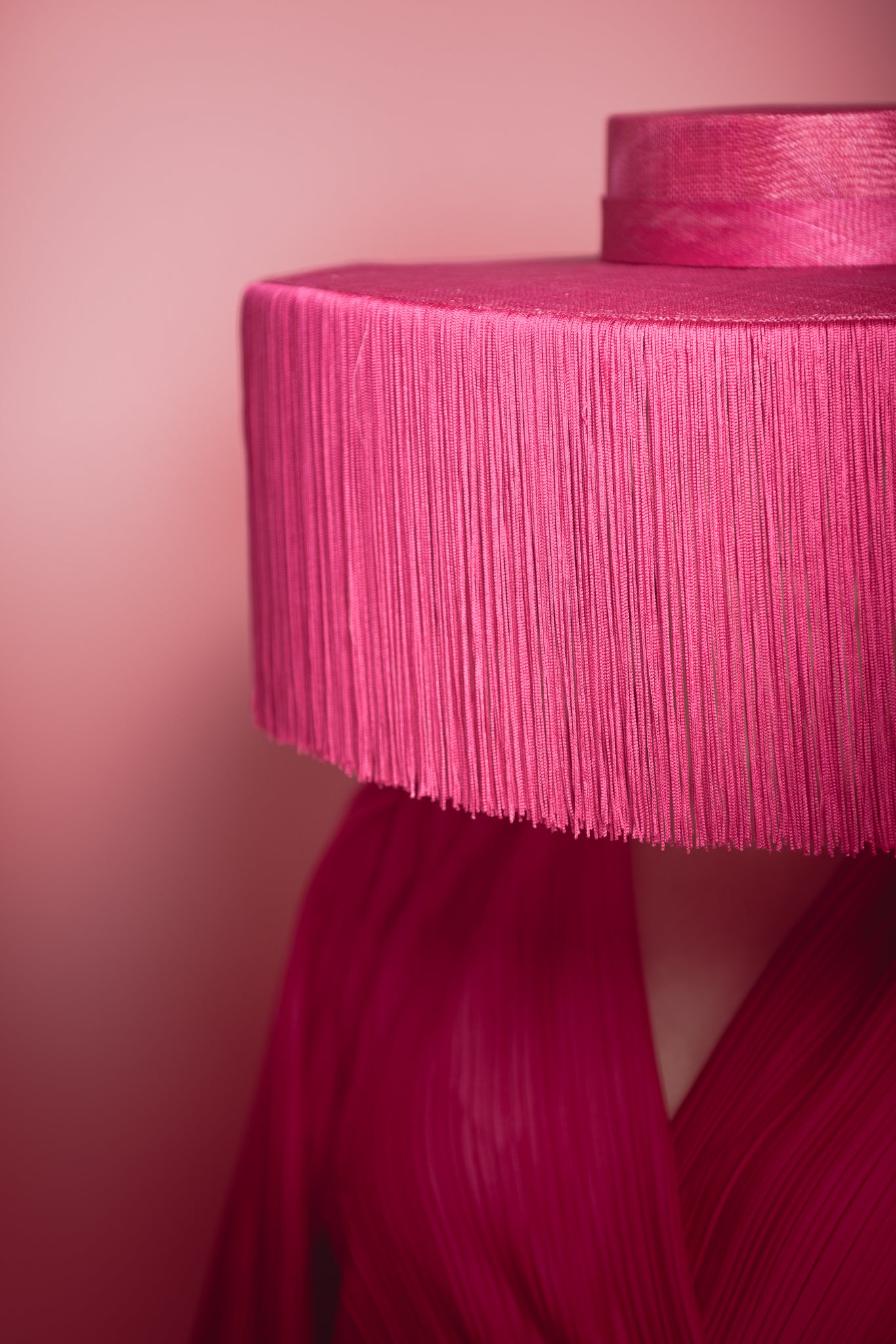 Pink Statement Boater with tassel trim for Lillian Frank AM MBE Millinery Award