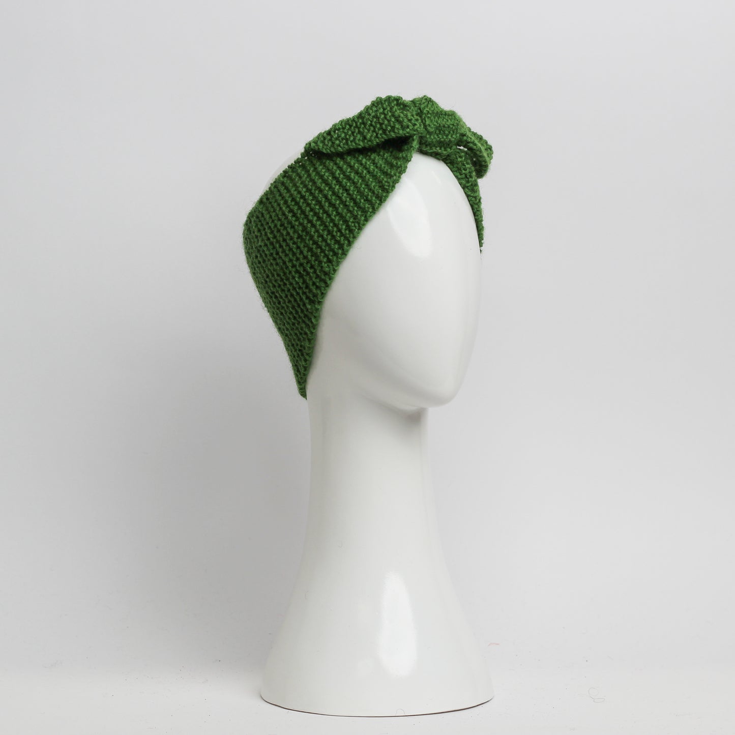 Nassau Knitted Turban Headwrap Headband in Apple Green Wool