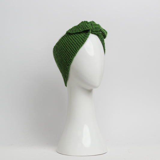 Nassau Knitted Turban Headwrap Headband in Apple Green Wool