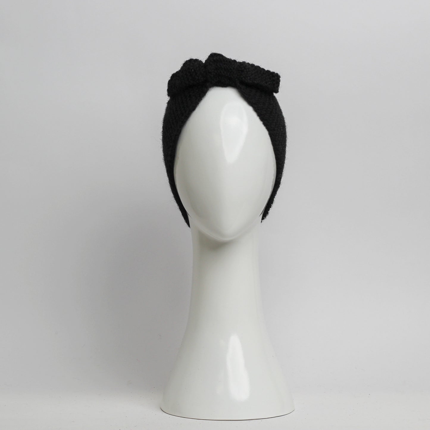 Nassau Knitted Turban Headwrap Headband in Black Wool