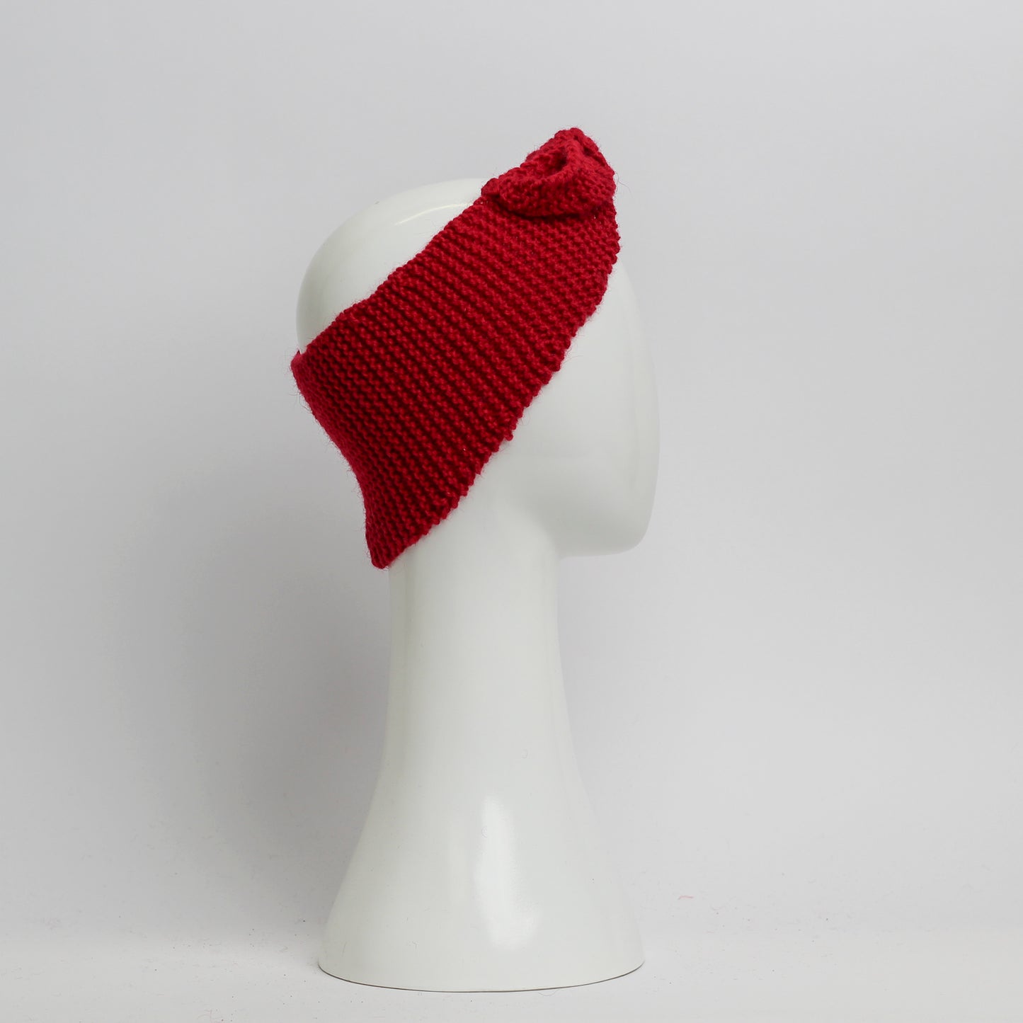 Nassau Knitted Turban Headwrap Headband in Cherry Red Wool