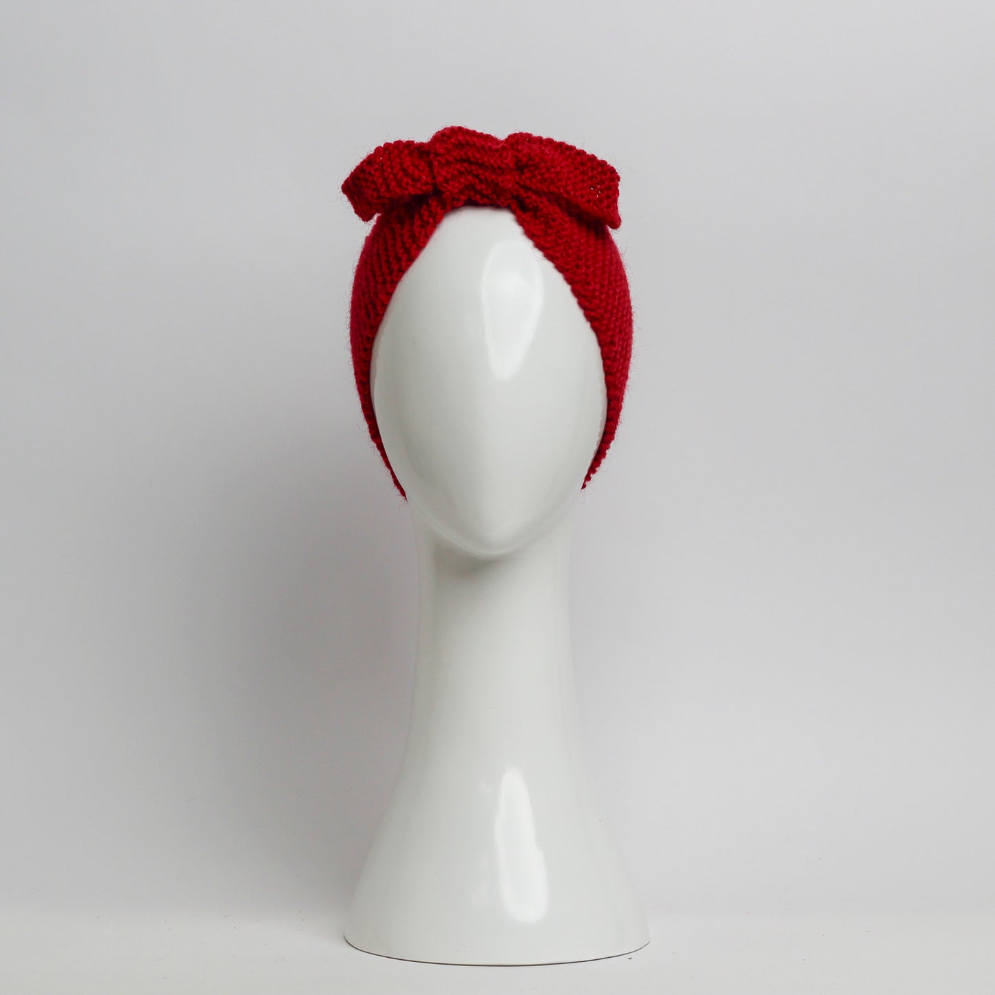 Nassau Knitted Turban Headwrap Headband in Cherry Red Wool