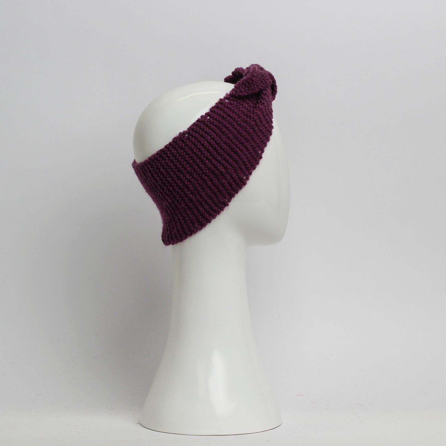 Nassau Knitted Turban Headwrap Headband in Eubergine Purple Red Wool