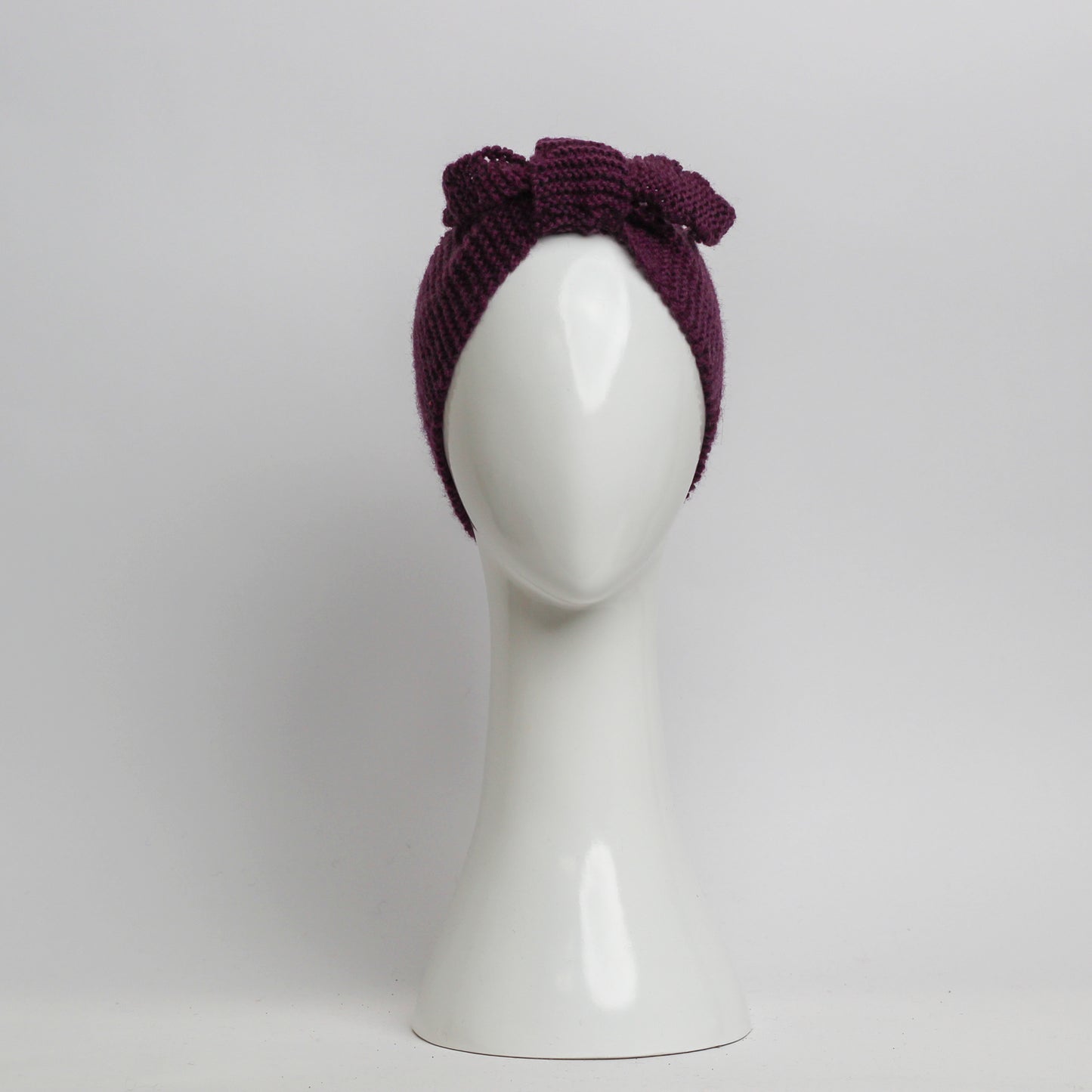 Nassau Knitted Turban Headwrap Headband in Eubergine Purple Red Wool