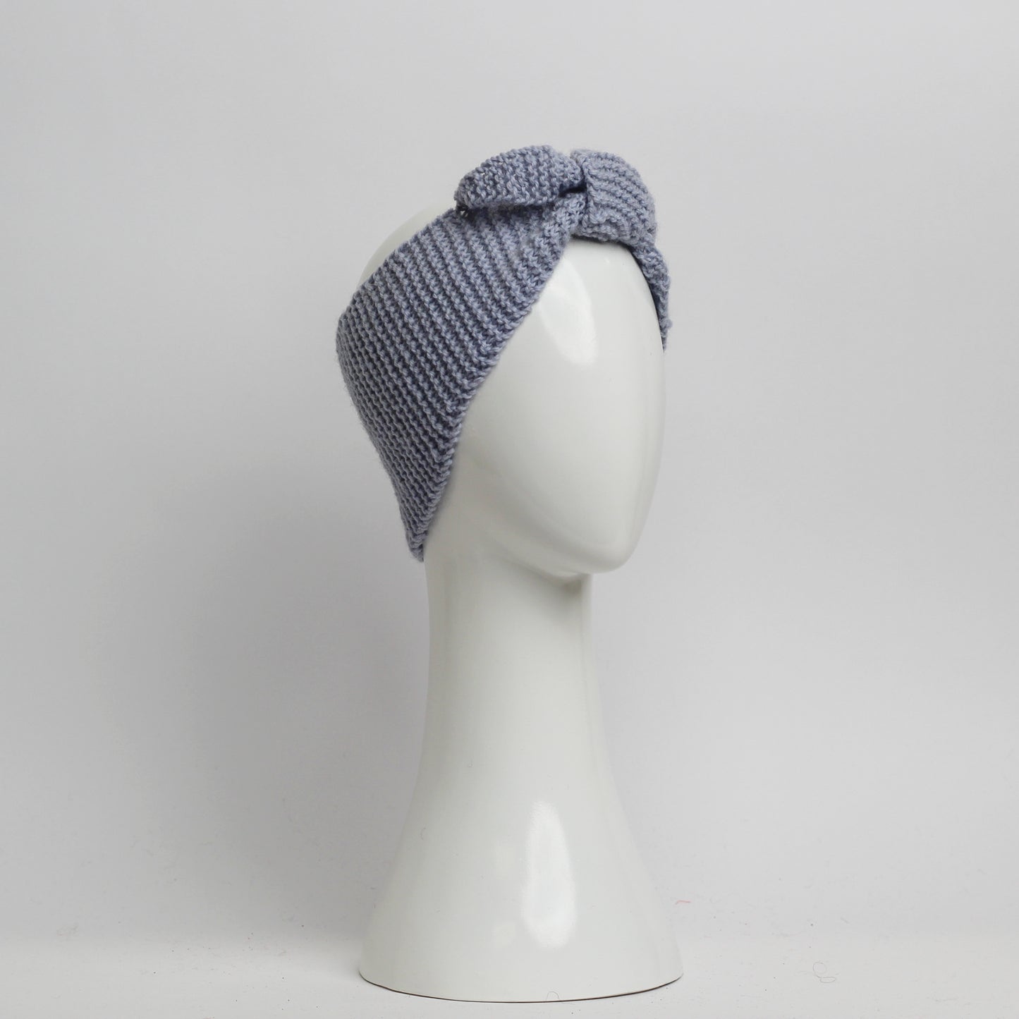 Nassau Knitted Turban Headwrap Headband in Ice Grey Wool