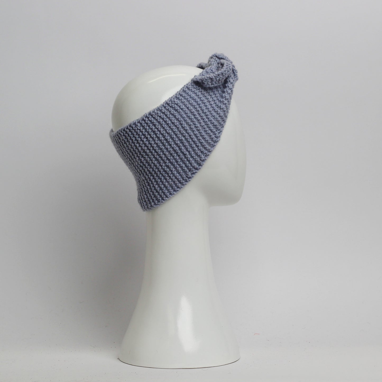 Nassau Knitted Turban Headwrap Headband in Ice Grey Wool