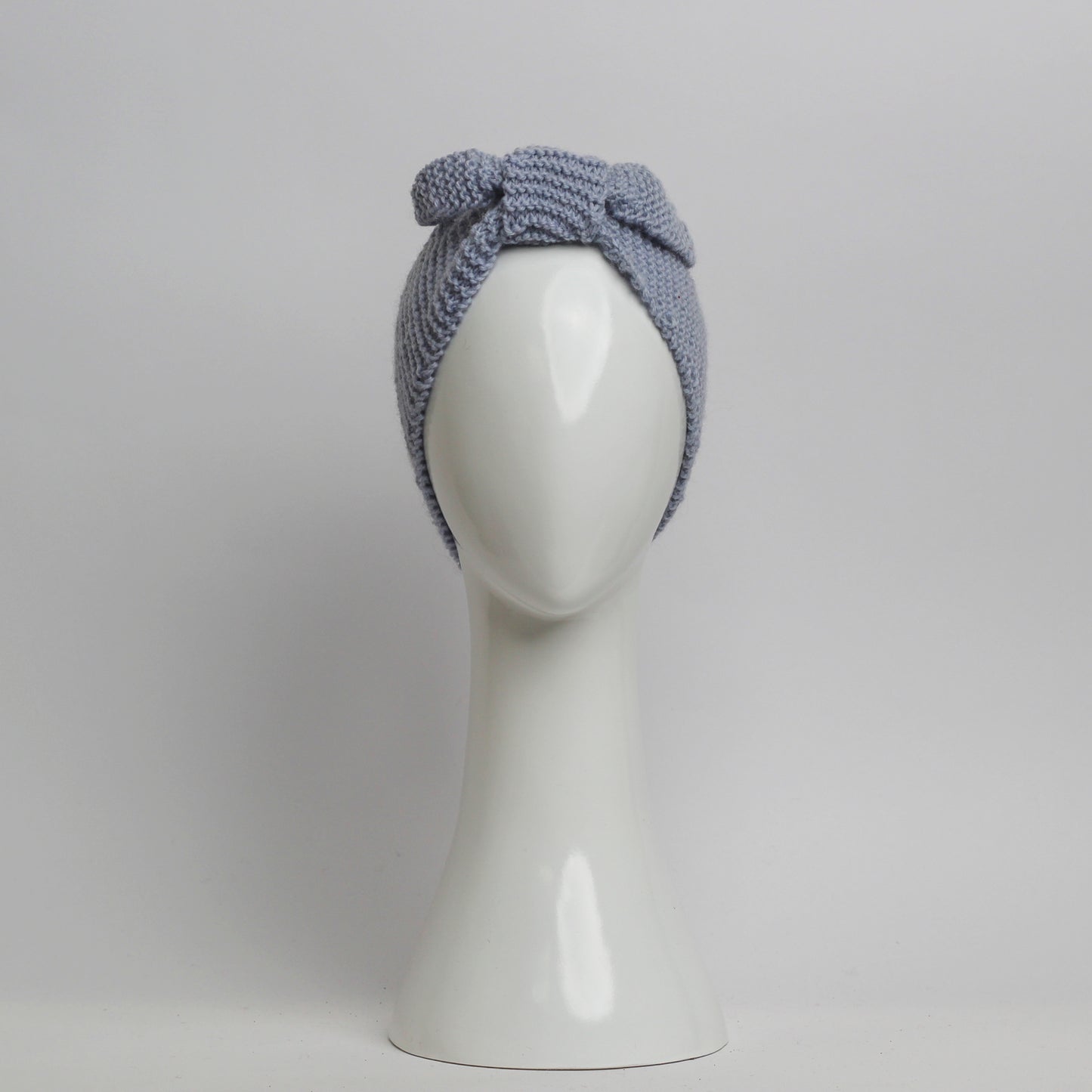 Nassau Knitted Turban Headwrap Headband in Ice Grey Wool