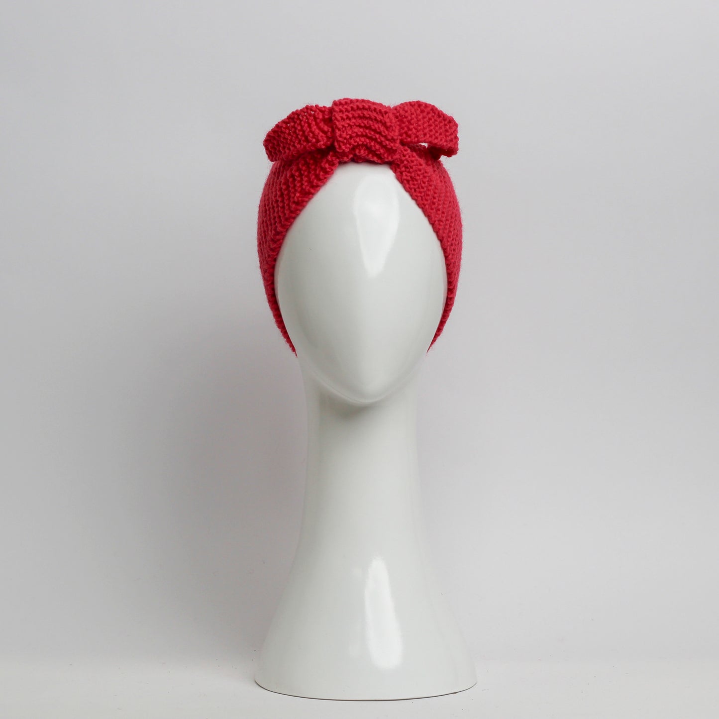 Nassau Knitted Turban Headwrap Headband in Pink Wool